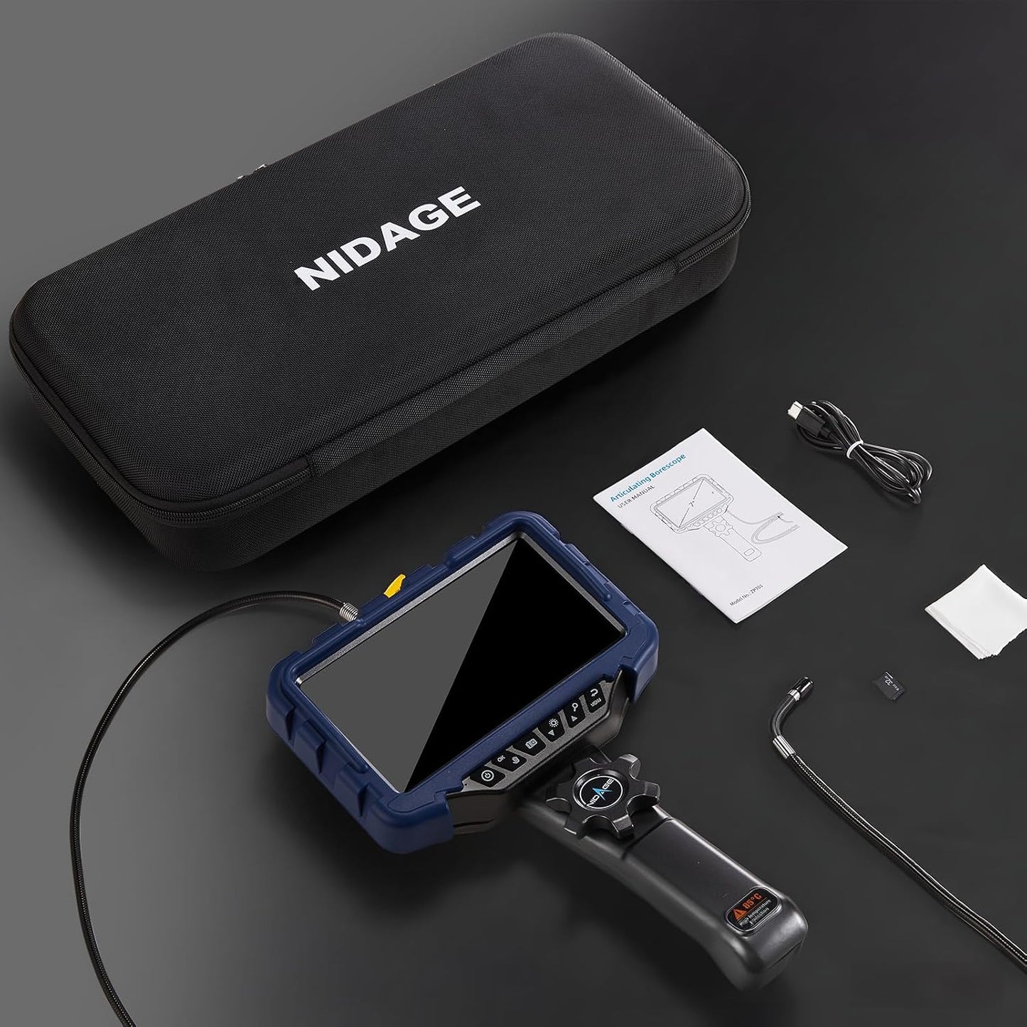 7" IPS Borescope, 1080P HD Articulating Endoscope Camera with Light | 0.24in Inspection Borescope, Wide Angle lens, IP67 Waterproof, 32GB Card, Carrying Case, for Automotive, Wall, Mechanics Tool