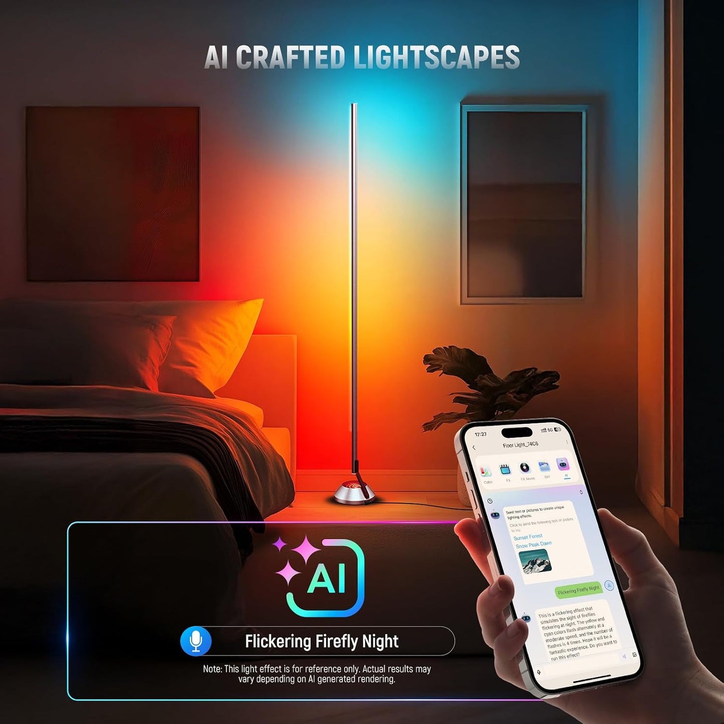 NEEWER Smart RGB IC W Floor Lamp, 1500lm LED Standing Corner Light Compatible with Alexa Google, APP Control/AI DIY/Music Sync/16 Million Colors, Ambience Lighting Bedroom Living Room Home Decor, NF01