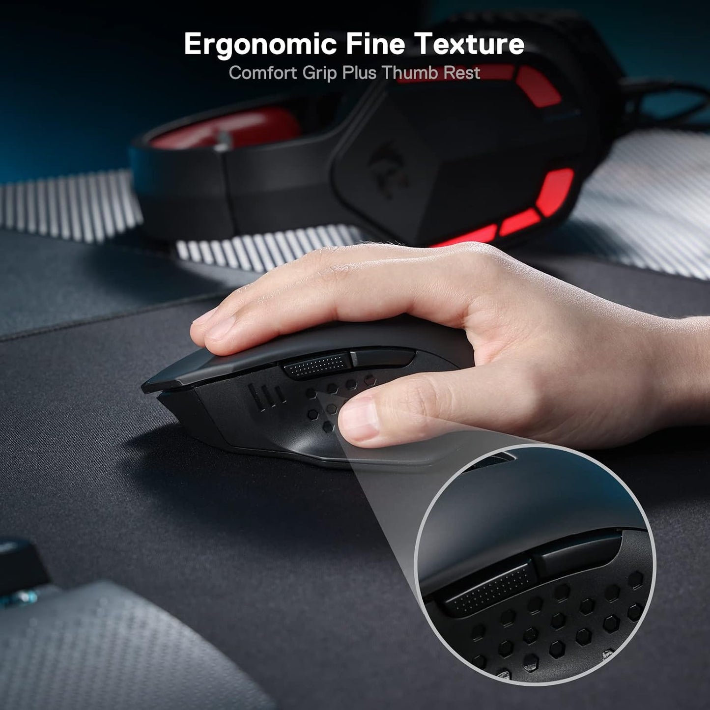 Redragon M656 Wireless Optical Gaming Mouse 4000 DPI Remapping Keys | Cable-Free 0 Delay, Smooth Precise Tracking, Custom Macro Keybinds, Ergonomic Grip Body Comfort