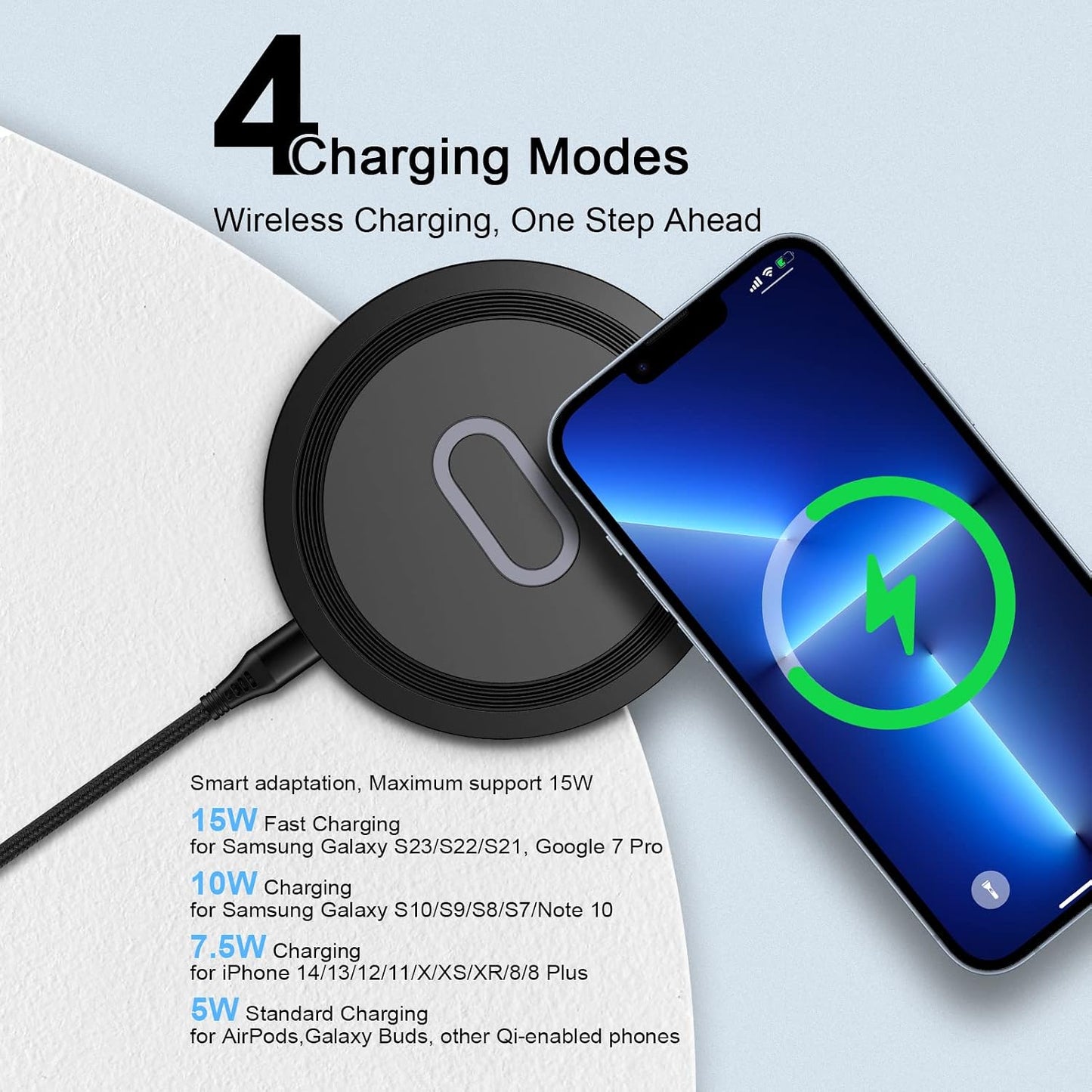 Wireless Charger Samsung Fast Charging Pad for Samsung Galaxy S26/S25 Ultra/S24 FE/S23 Ultra/S22/S21/Z Flip 8 7 6 5,15W Wireless Charging Station Charger Mat and QC Adapter for Google Pixel 10 9 8a