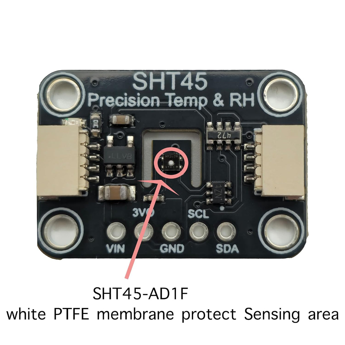 2PCS SHT45 PTFE Membrane Precision Temperature Humidity Sensor Module, 0.1°C Precision, I2C Interface,Temp/RH, Breakout Board for Arduino ESP32