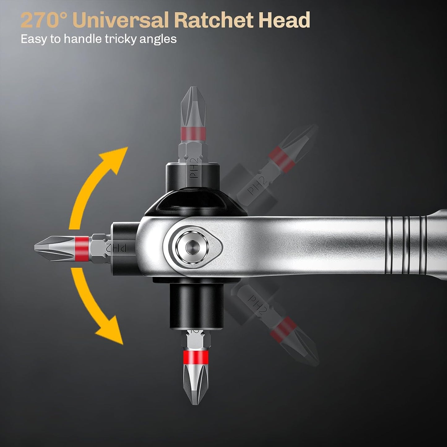 Magnetic Screwdriver Set 40-in-1 Ratchet Screwdriver Tool Kit with 270° Ball-Joint Handle - Portable CRV Bits Precision Repair Tool Set for Electronics,Computer,Phone,Bikes, Watches,Camera
