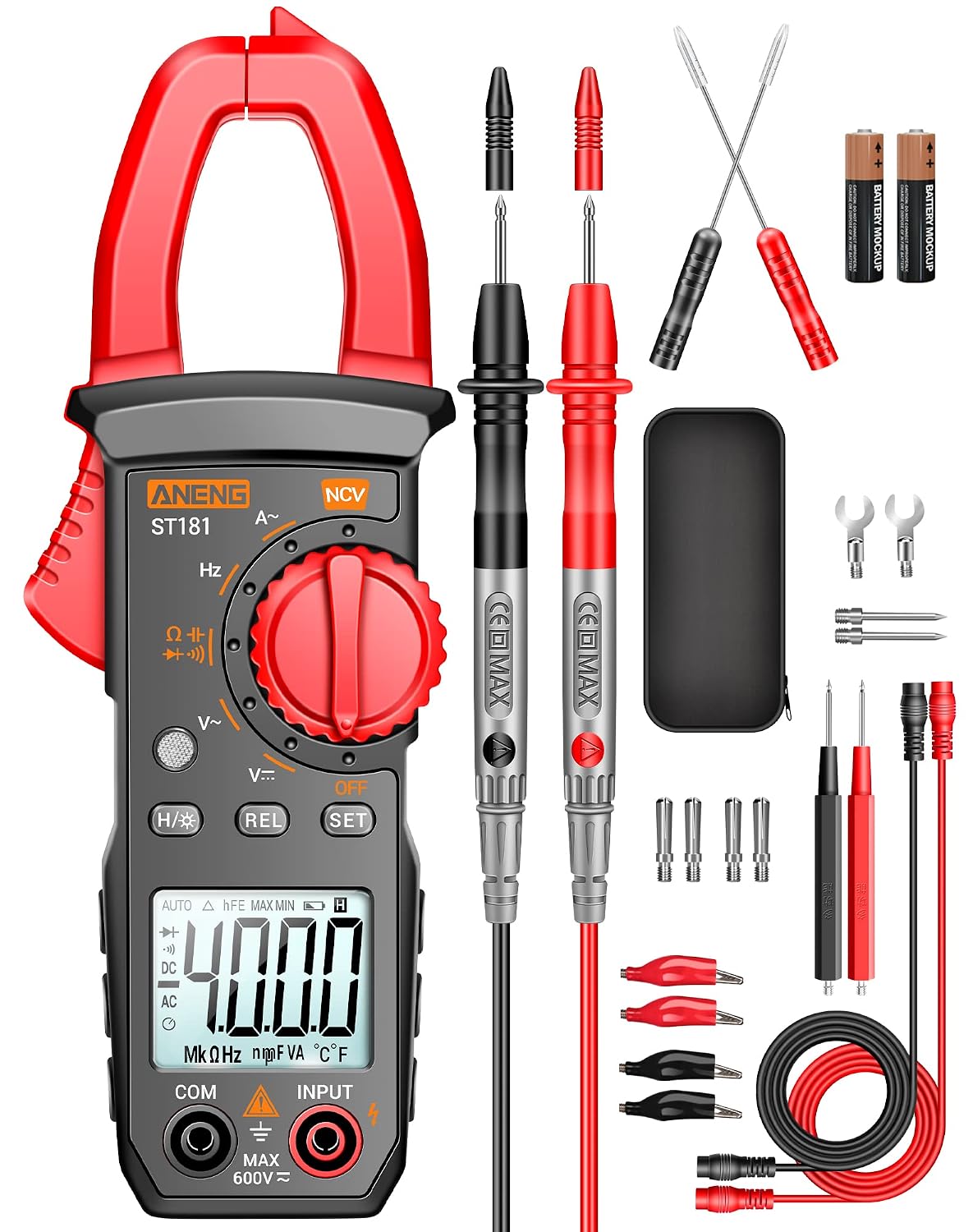 ANENG Digital Clamp Meter,Multimeter Tester,4000 Count,NCV,Amp Voltmeter | Measures AC Current, AC/DC Voltage,Capacitance, Resistance, Diodes, Continuity Frequency Backlight Electrican Tools