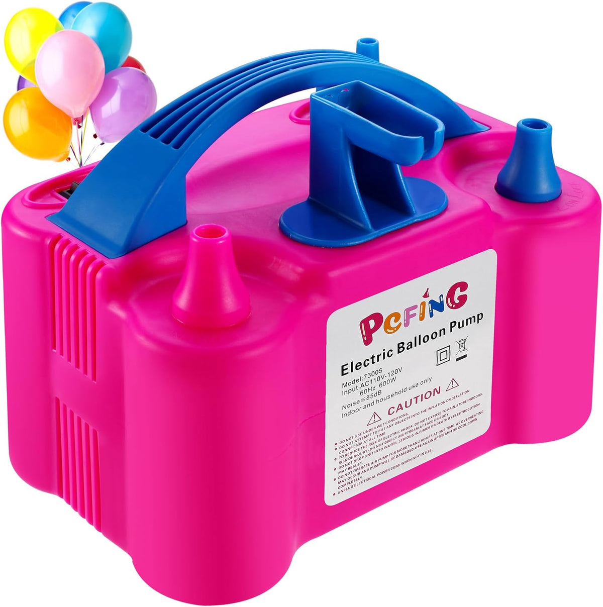 PCFING Balloon Pump Electric, Portable Balloons Inflator Blower Machine with Balloon Tie Tool & Dual Nozzle