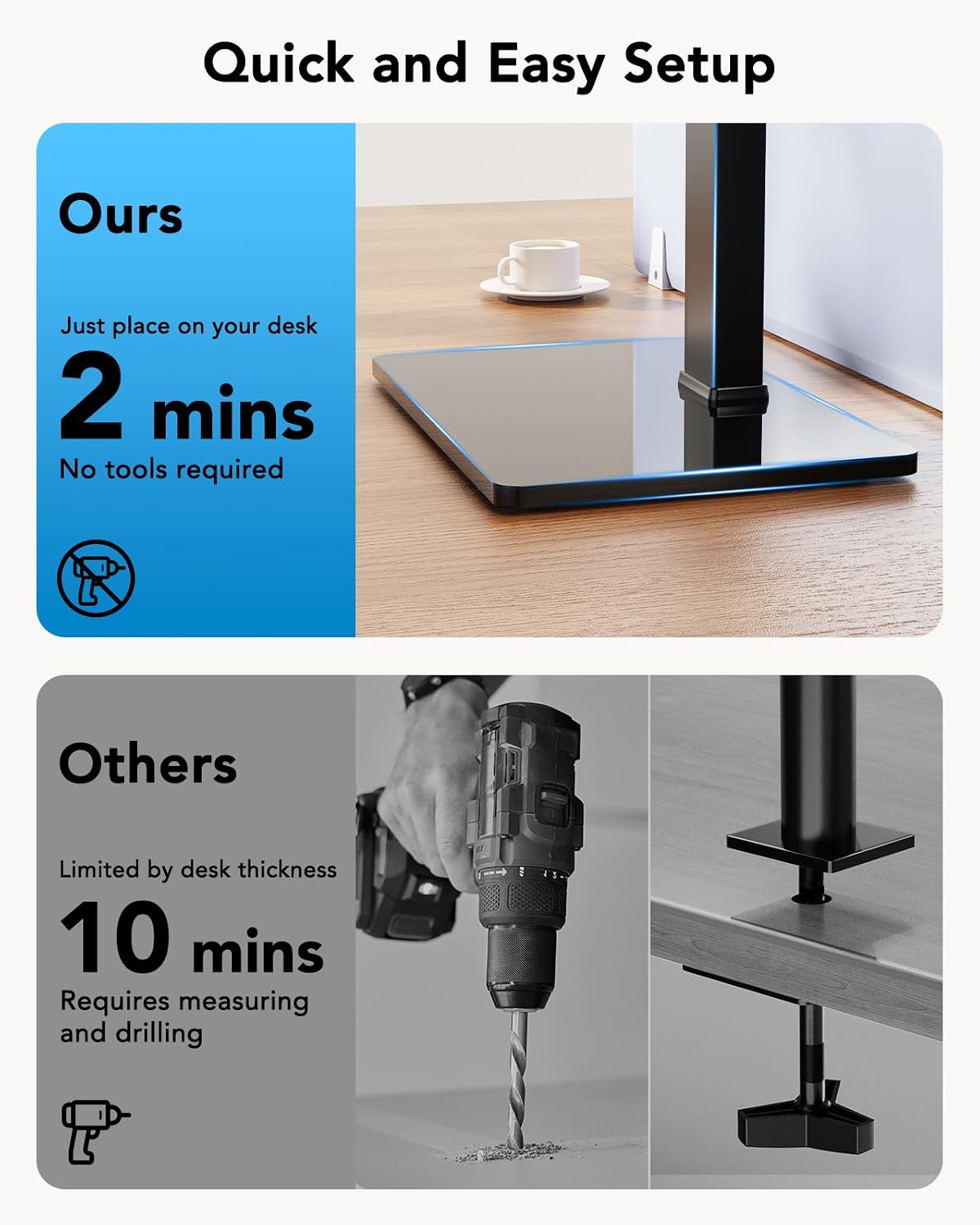 HUANUO Dual Monitor Mount with Power Outlet, Computer Monitor Stand with Sturdy Glass Base, Full Motion Dual Monitor Stand with Adjustable Height, Supports 13″-32″ Displays up to 22 lbs, Easy Setup