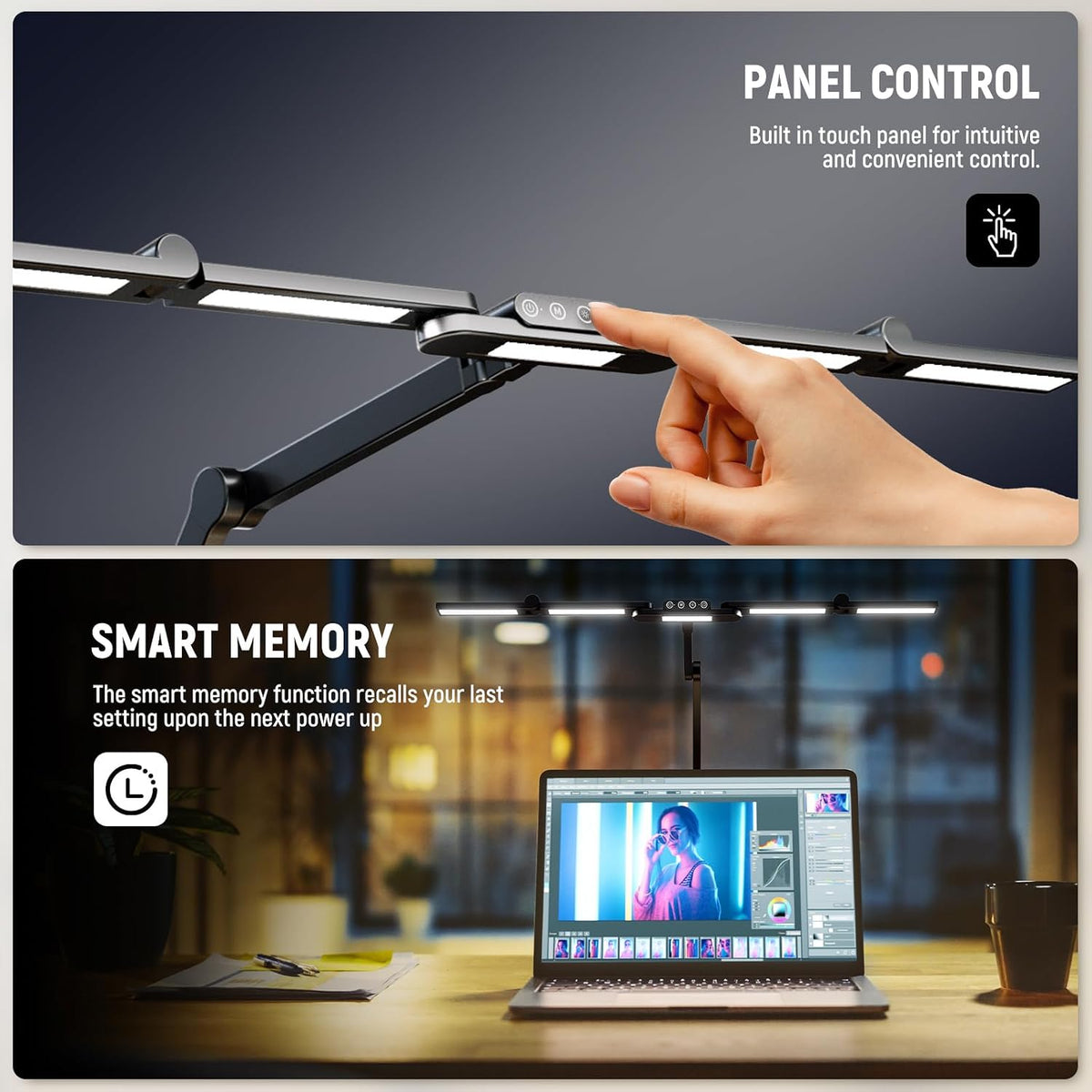 NEEWER Basics 32.5" Clip On Desktop LED Light for Home Office, 23W LED Dimmable Architect Lamp with Table Desk Clamp, 5 Light Bars, Computer Drafting Video Conference Atmosphere Lighting, DL01