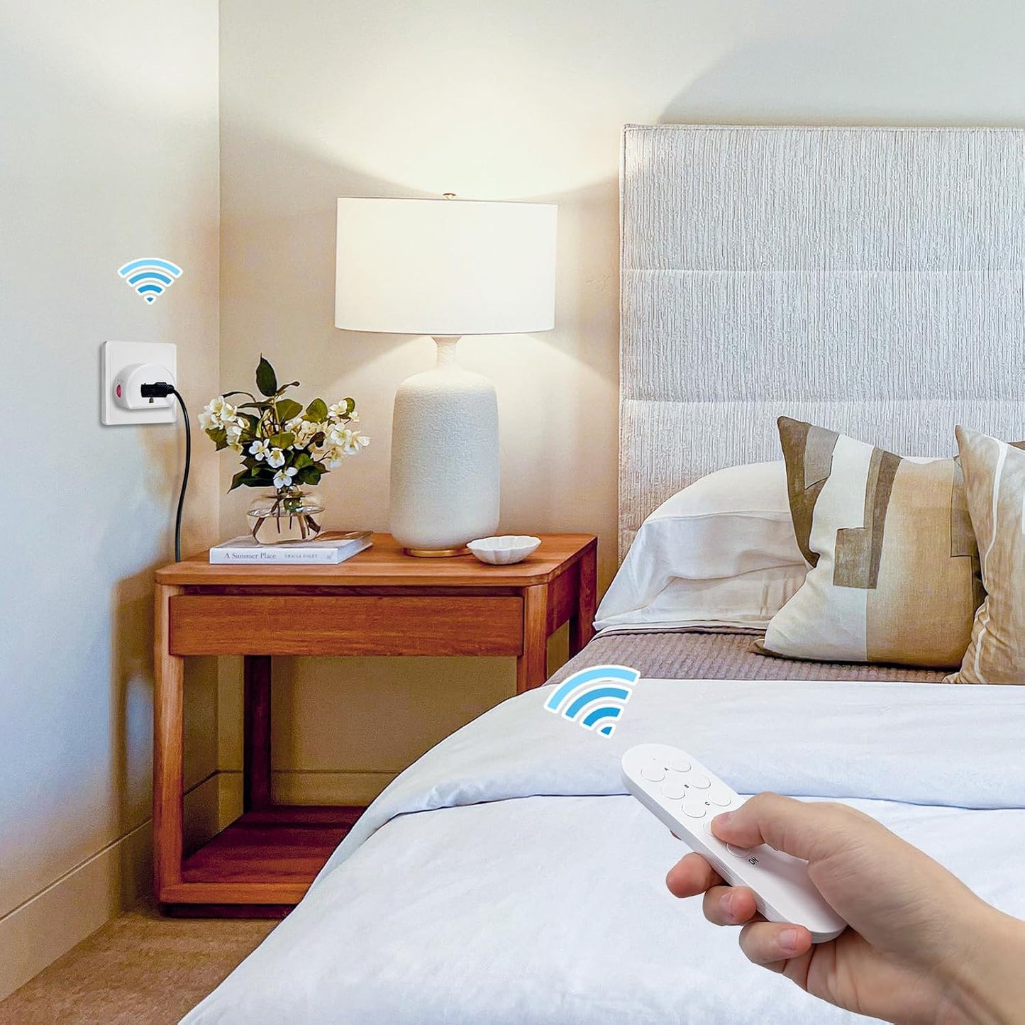 Remote Control Outlet 10A Wireless Light Switch for Household Appliances, 130 FT Range, Smart Plug with Remote, FCC Certified, ETL Listed