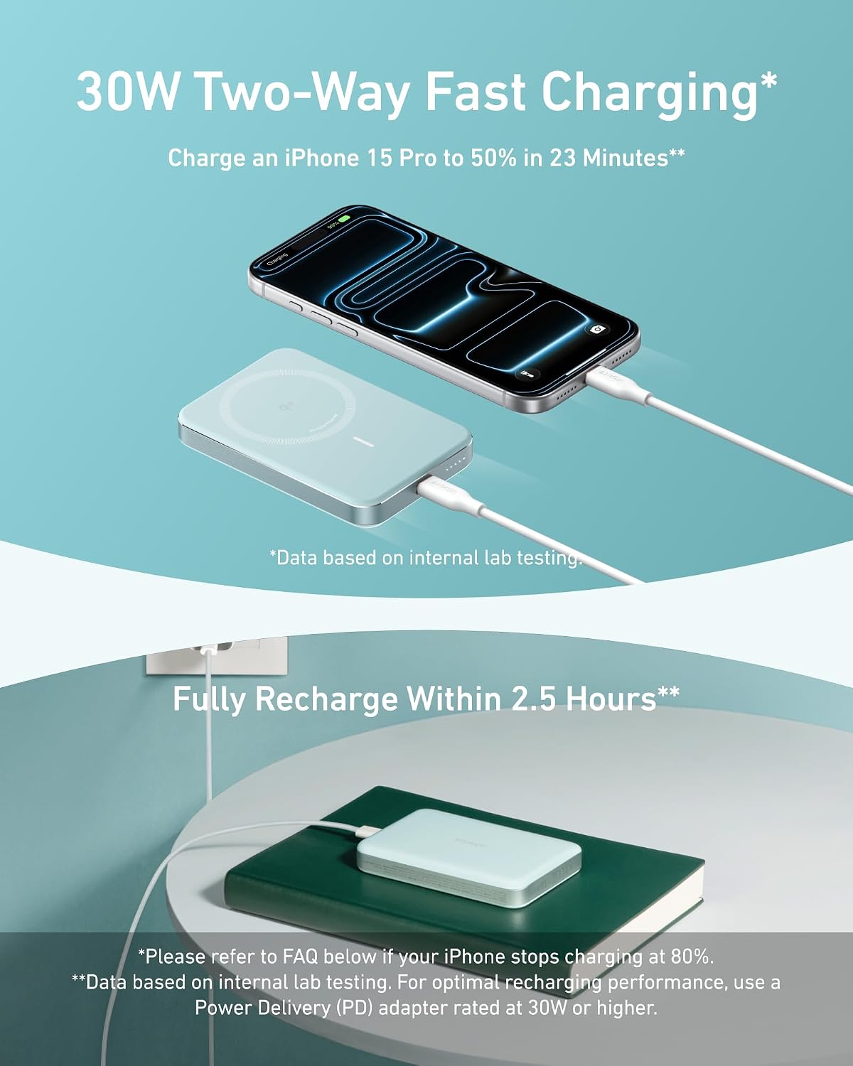 Anker MagGo Power Bank, 10,000mAh Qi2-Certified 15W Portable Charger | Portable, MagSafe compatible, ergonomic design, for iPhone 15/16/17 series, AirPods and more