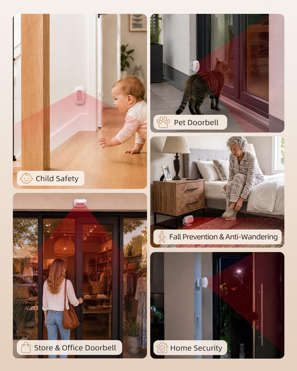 CallToU WiFi Motion Sensor Door Chime, Smart Motion Alert System with App Notifications & Instant Phone Alerts, Entry Sensor for Home, Pet Monitoring, Elderly Care and Store Entrance