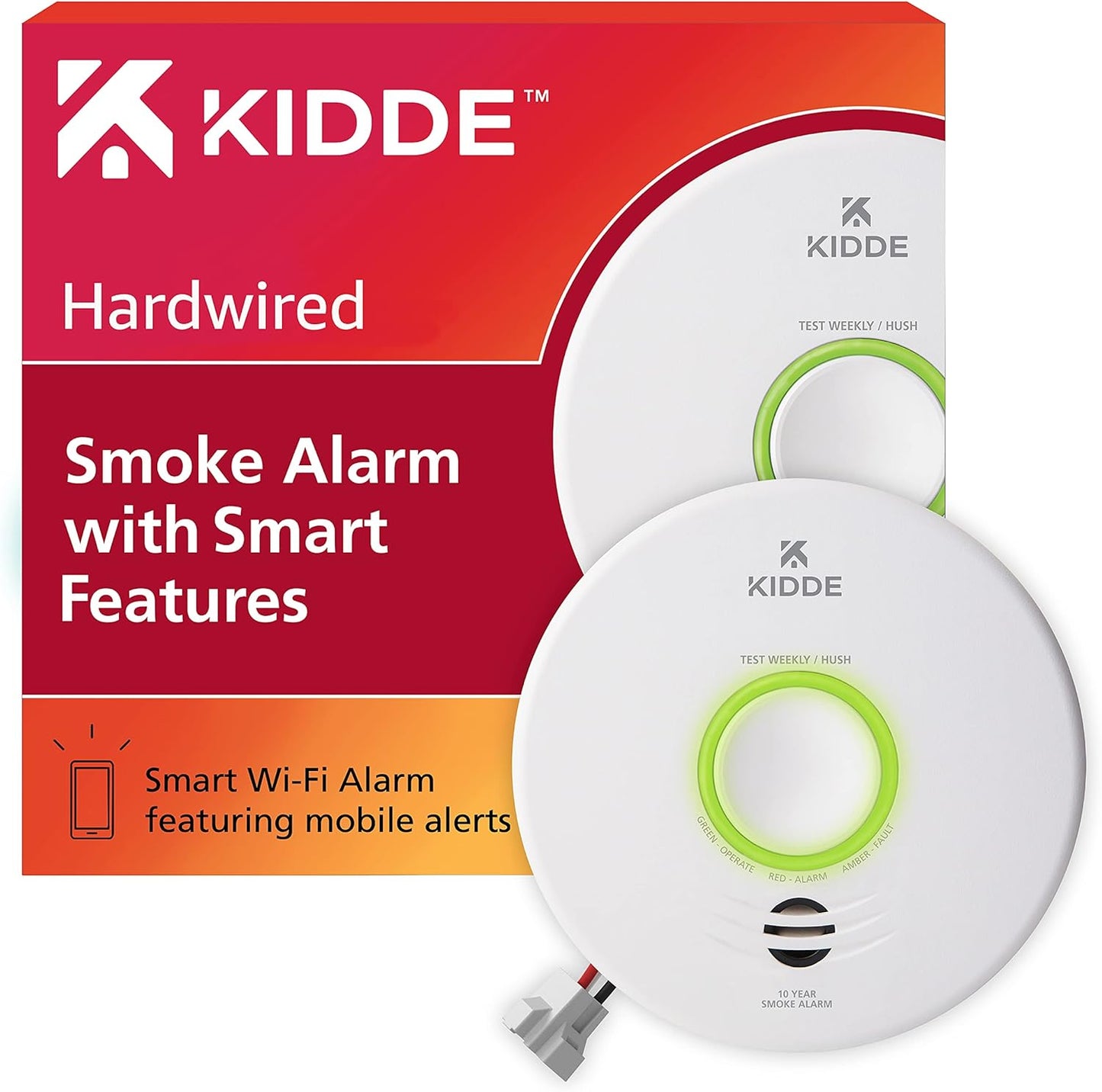Kidde WiFi Water Leak Detector & Freeze Alarm, Alexa Device, Smart Leak Detector & Smart Smoke Detector, WiFi, Alexa Compatible Device, Hardwired w/Battery Backup, Voice & App Alerts
