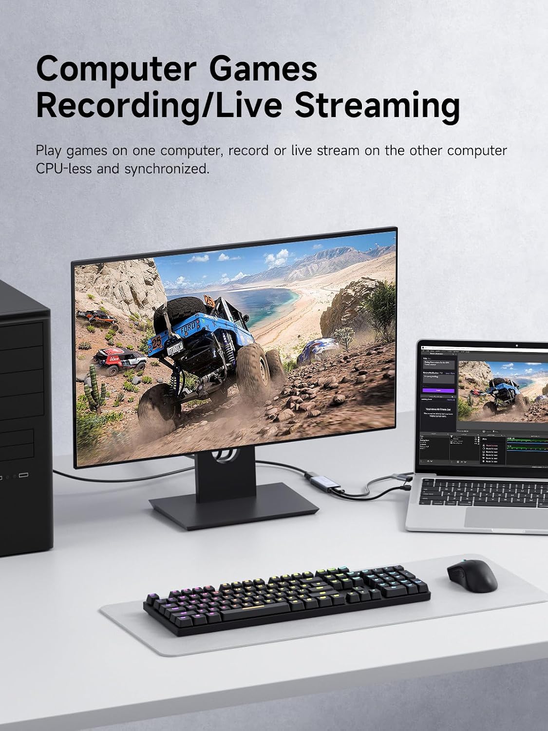 Hagibis USB3.0 Video Capture Card with 100W PD HDMI to USB/USB C 1080P HD 60fps Live and Record Video Audio Game MS2130 for Quest 3 2 Pro VR Switch2 PS4/5 Live Broadcast, Gaming, Streaming (UHC07P)