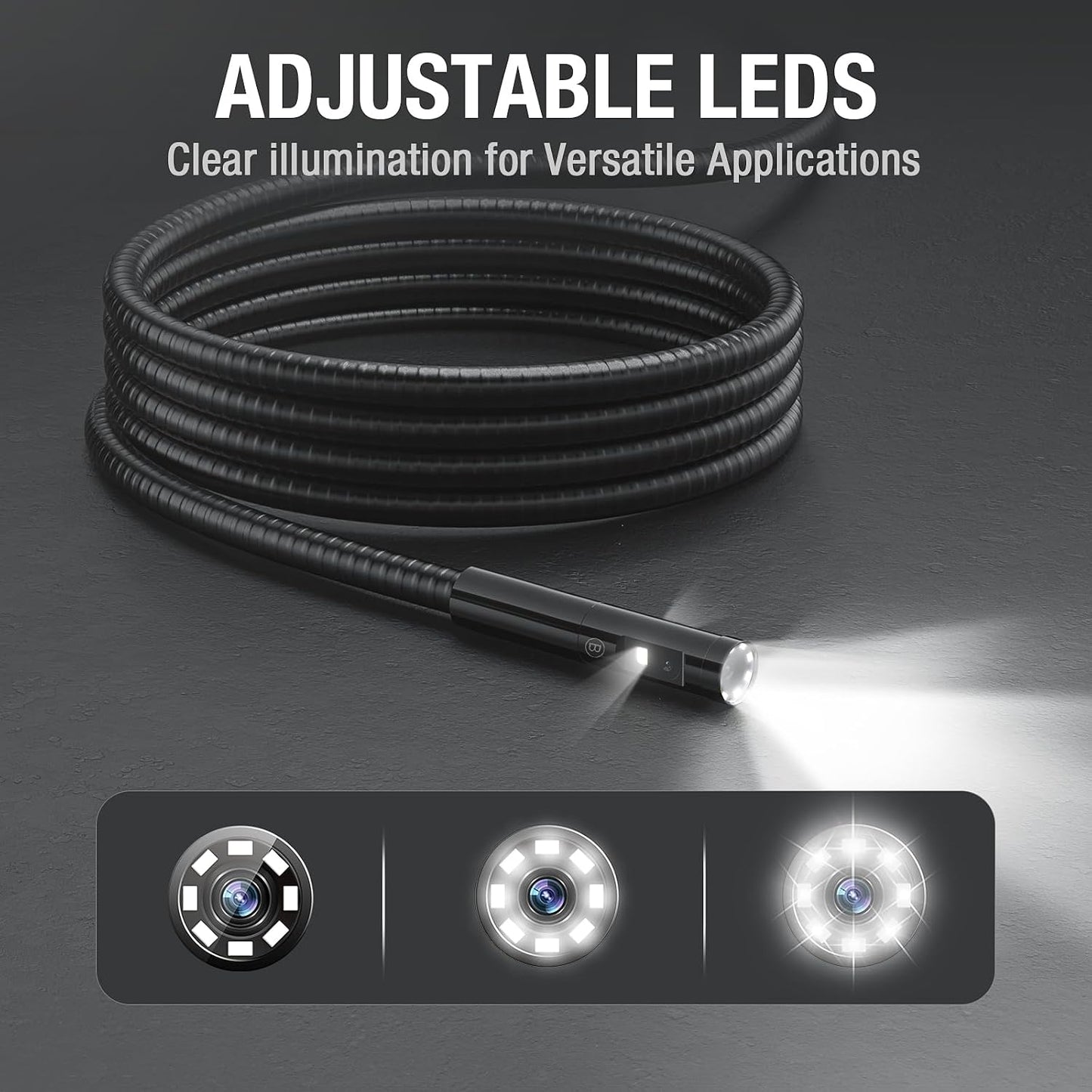 Teslong 16.5FT Triple Lens Borescope Camera for Automotive/Home/Wall/Pipe | 5" IPS Screen, LED Flashlight, 0.31 inch Endoscope, 8+2 LED Lights, 5000mAh Battery, 32GB, IP67 Waterproof, Carrying Case