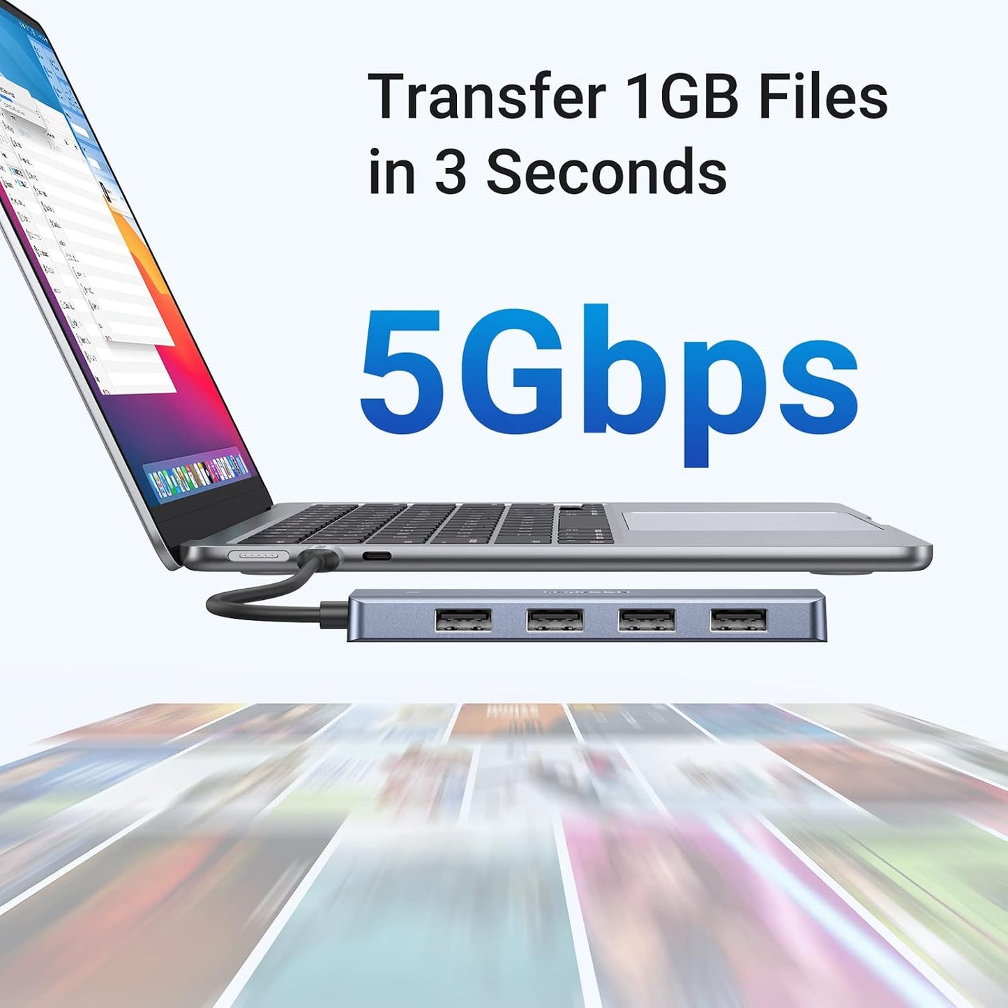UGREEN USB C to USB A Hub, 4xUSB 3.0 Ports, 5Gbps Data Transfer,0.5ft Cable | USB-C 5V/2A Power Port for Laptop, MacBook Pro/Air, Mac Mini M4, iMac, iPad Pro, Chromebook, Dell XPS, Galaxy S23, and More