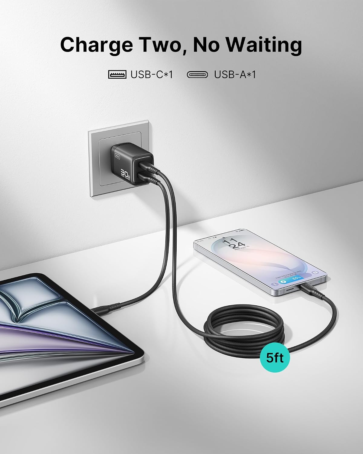 INIU 30W GaN Fast Charging USB C Charger, Block with Smart Phone Protection | 2-Pack, ETL Safety Certified, for Office & Travel, Dual Port Wall Adapter Block for iPhone 17 16 Pro iPad Samsung Google etc