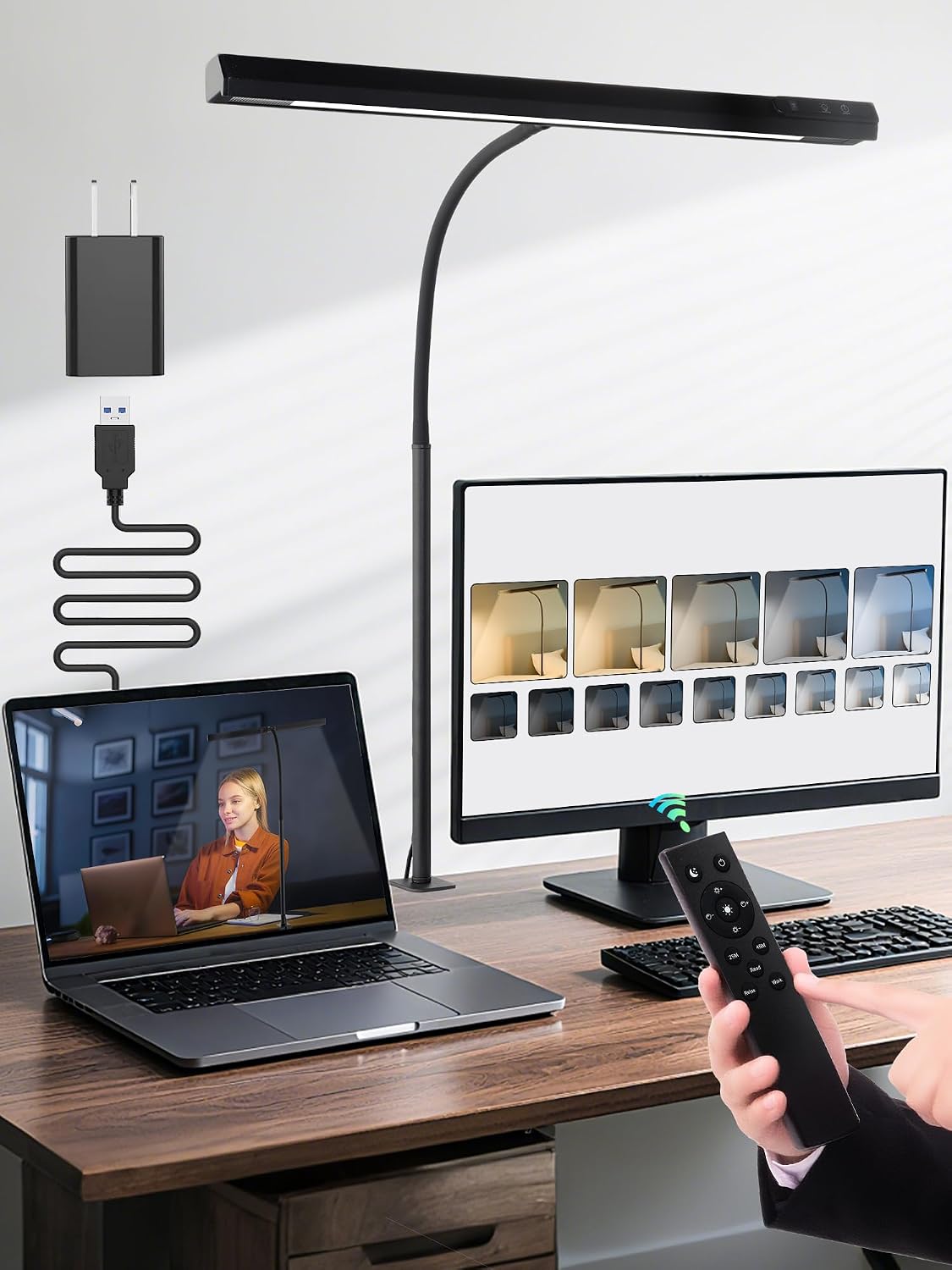 Desk Light,1000 Lumen Bright+5 Color+9 Brightness LED Desk Lamp with Remote