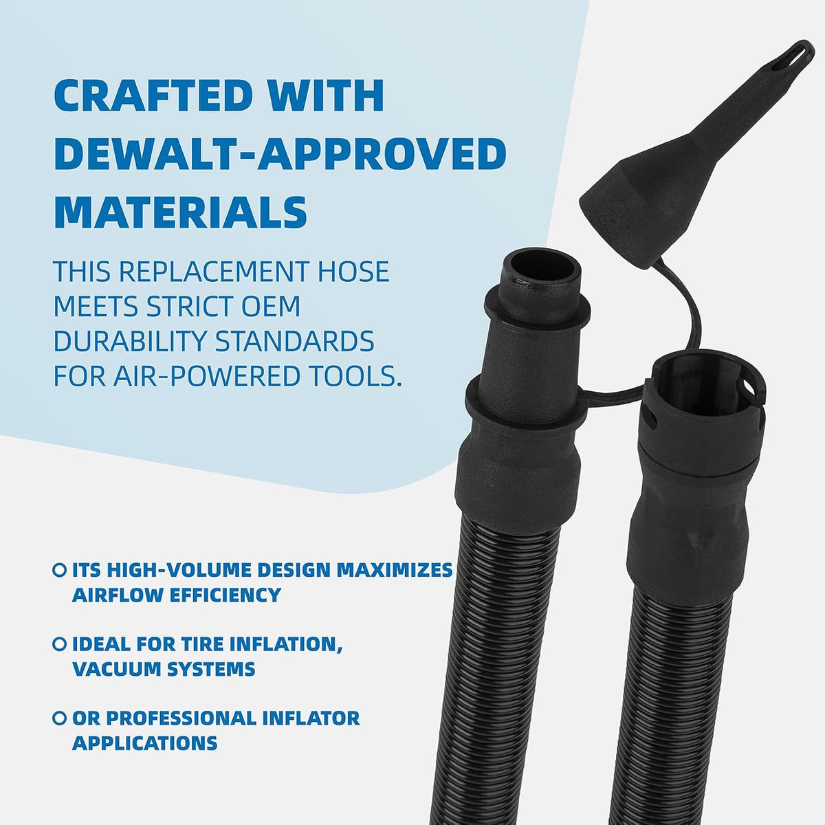 N582637 14” Air Inflator Hose Replacement with Safety Tips, Compatible with DeWalt DCC020IB, N769086 Air Compressor, Inflators, Tire Pump & Vacuum Accessories, Hose Assembly for DeWalt Inflator Parts