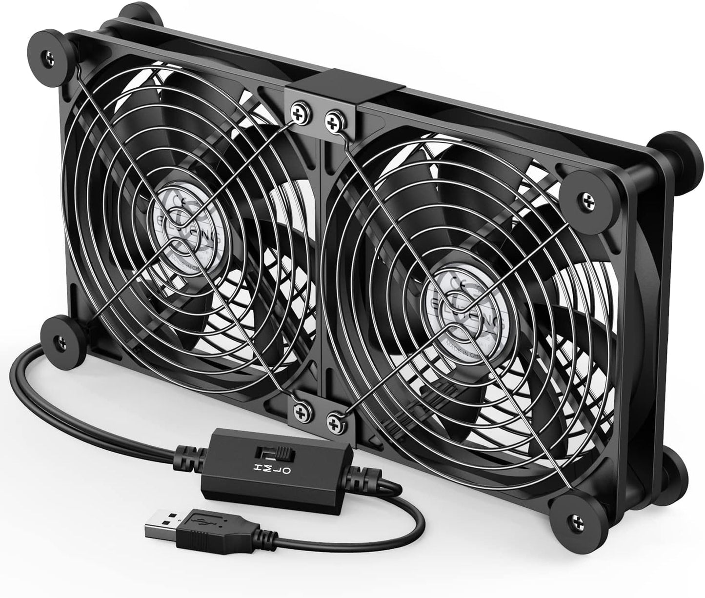 ELUTENG Dual USB Computer Cooling Fan High Speed 120mm Fan Adjustable 5V USB Port Heatsink Cooling Fan 12cm for Laptop Receiver DVR PlayStation Xbox Desk Computer Cabinet Cooling