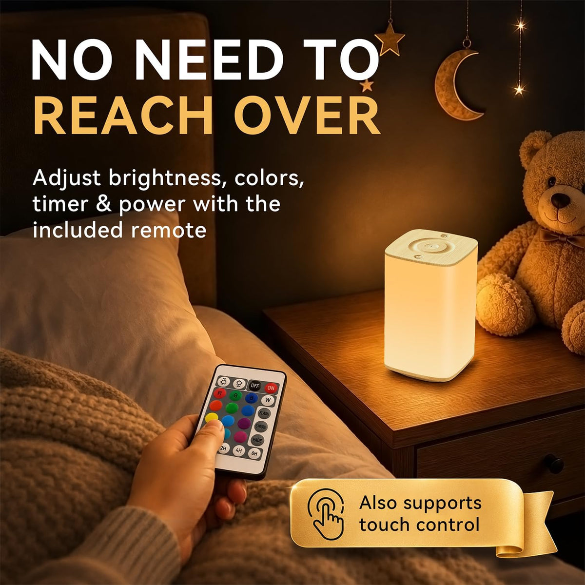 Auxmir Baby Night Light, 4000mAh, Remote, Touch, 256 RGB Colors, Brown