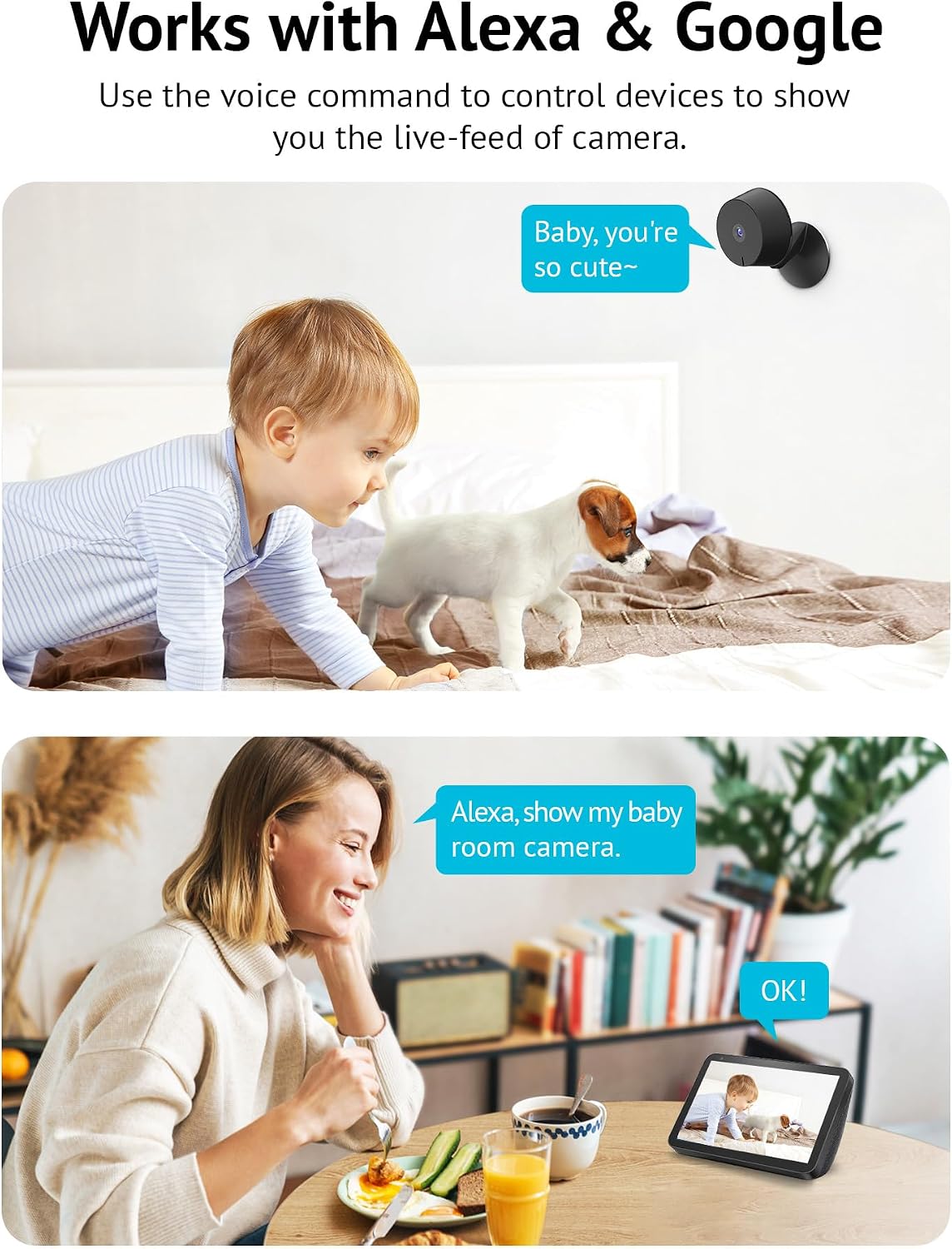 LaView 4MP 2K Cameras for Home Security Indoor, 5G& 2.4GHz Home Security Camera for Baby/Elder/Pet/Nanny,Baby Cam Starlight Sensor Color Night Vision,US Cloud Service,Works with Alexa iOS & Android