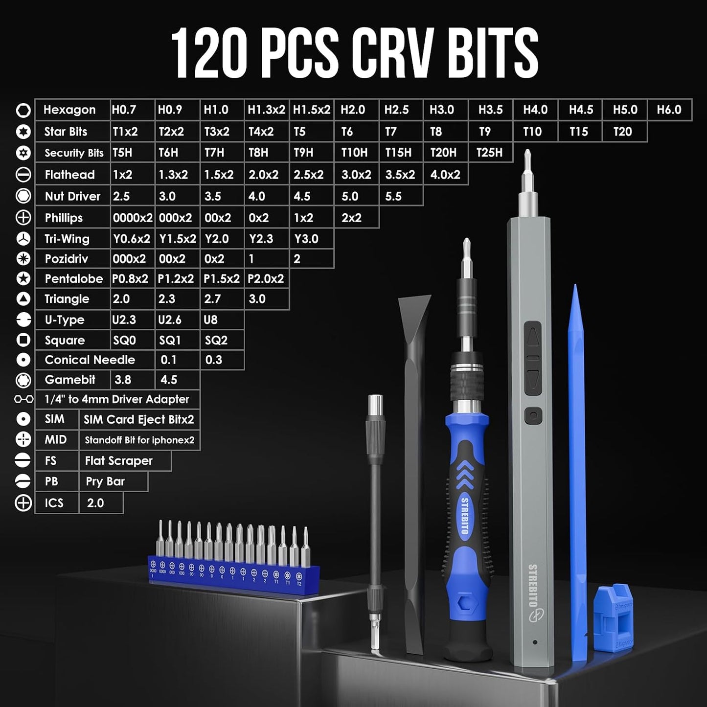STREBITO Electric Screwdriver, 144-in-1 Precision Screwdriver Set | 120 Magnetic Bits, Organized Storage and Portability, Small Tool Kit for Electronics, PC, Computer and Laptop