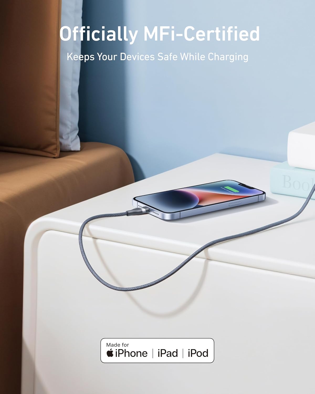 Anker USB C to Lightning Cable, Upcycled-Braided Cord (3 ft) | Ultra-Fast Charging, for iPhone 14 / 13 / 12 / 11 Series and More