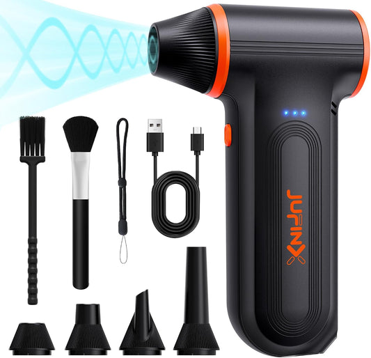 Compressed Air Duster,150000RPM Super Power air Blower,3-Speed Adjustable | rechargeable air duster with High speed brushless motor, 3-speed/multiple nozzles,for cleaning car, keyboard, computer, home.