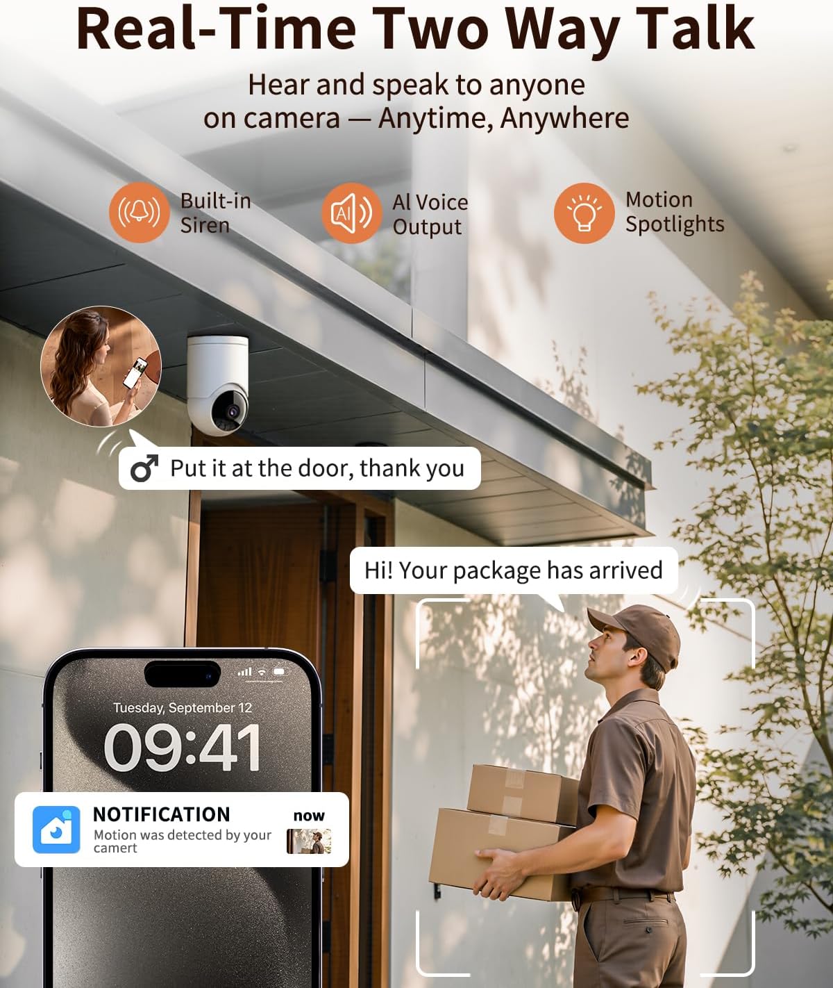 𝟐𝐊 Indoor Cameras for Home Security, for indoor Baby Pet Dog Cat Nanny | Auto tracking,5G&2.4G WiFi,Work with Alexa,AI Voice Output,Instant Alert,Night Vision,IP65