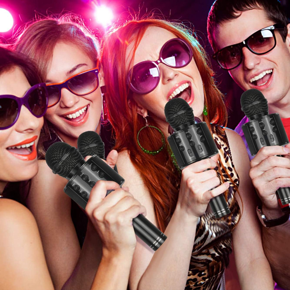 Viposoon Best Gifts for Kids, Wireless Karaoke Microphone Bluetooth for Birthday Gifts for 4-12 Year Old Girls Boys for Girls Age 4-12 Christmas Xmas Stocking - Black