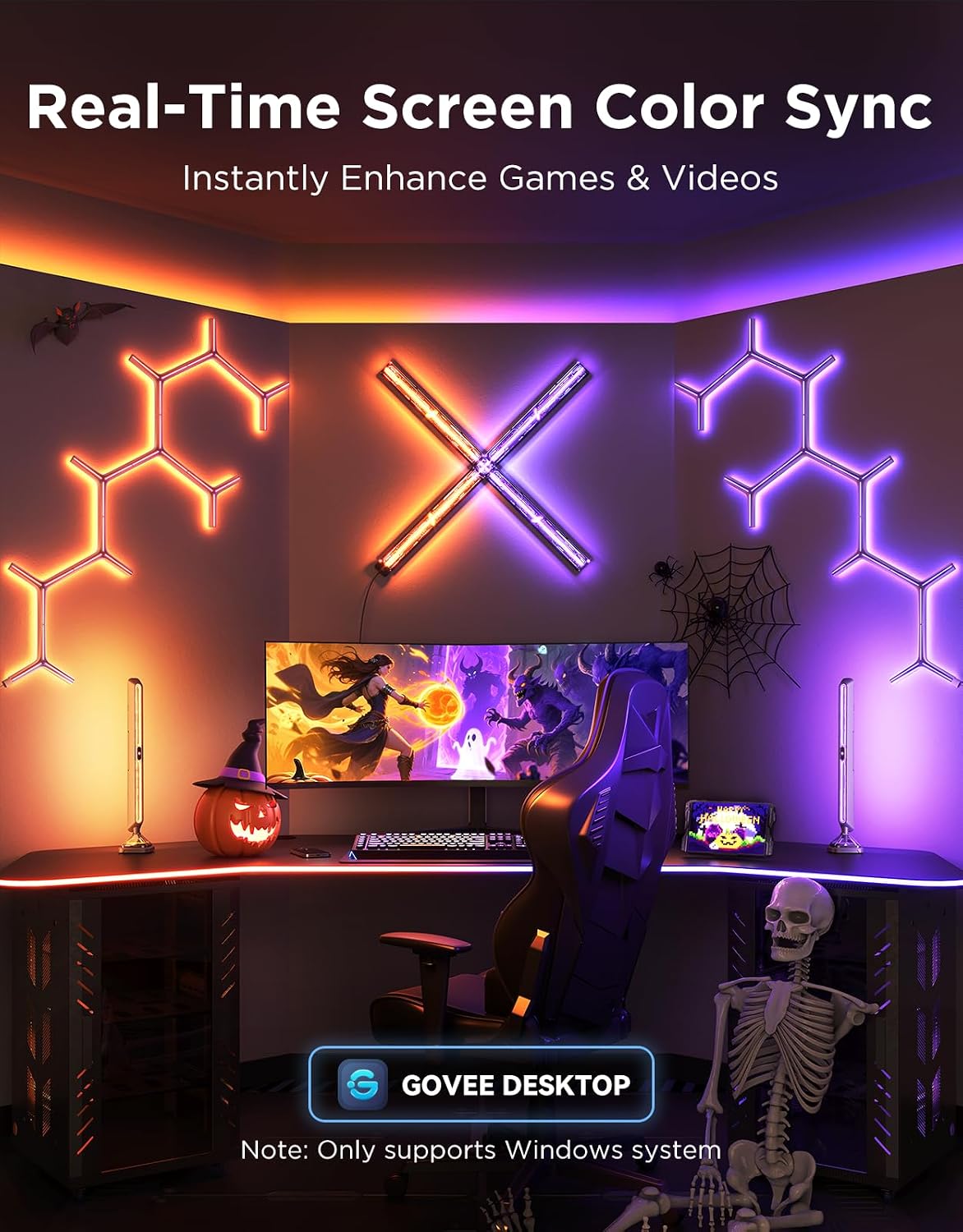 Govee Gaming Light Bars Pro,16-Inch Smart RGBIC Wi-Fi LED Game Lights
