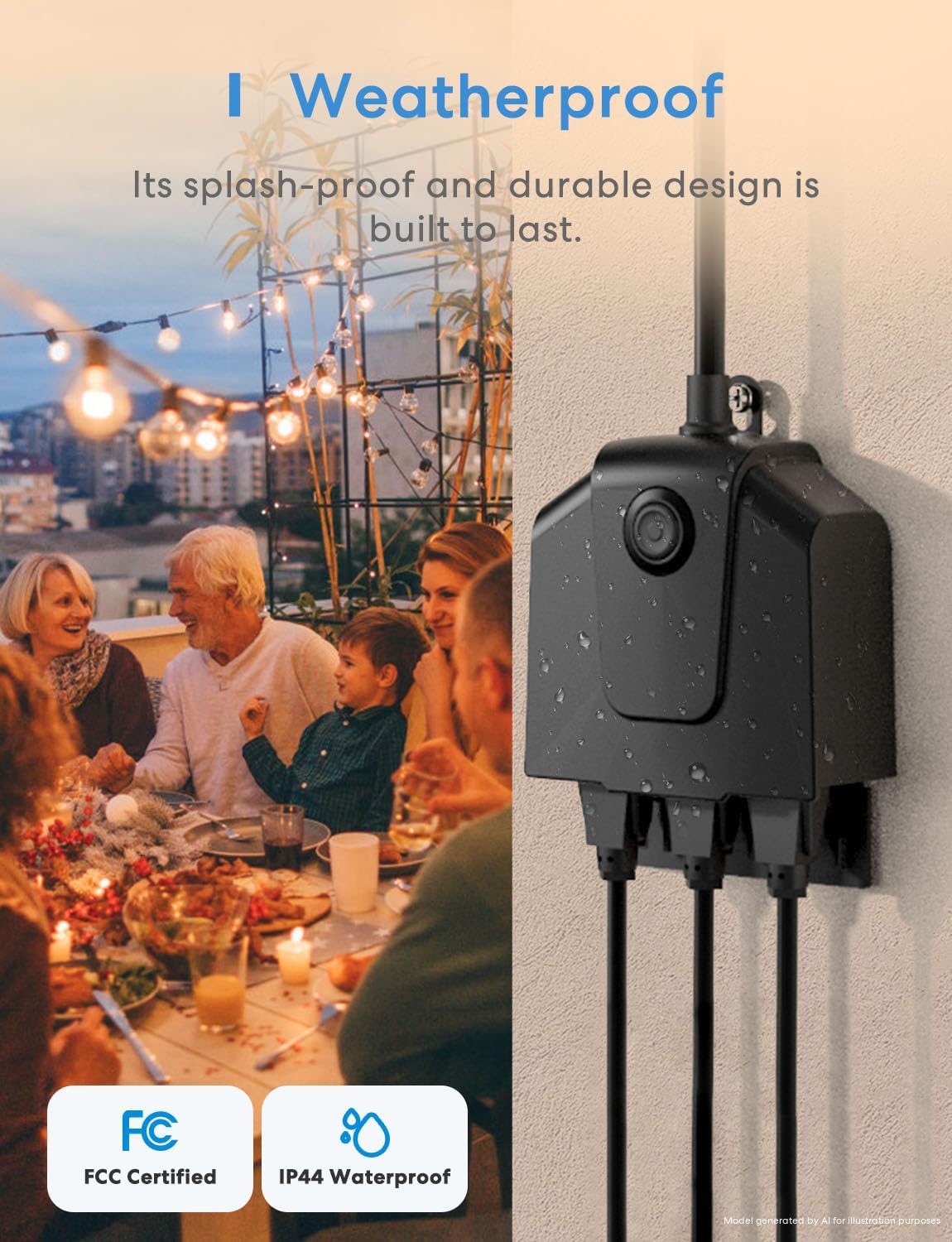 meross Outdoor Smart Plug with 3 Independent Sockets, HomeKit Compatible | App & Voice Control, Auto On & Off Wifi Outlet, Scene & Timer Schedules, Smart Home Automation Alexa Google Home SmartThings