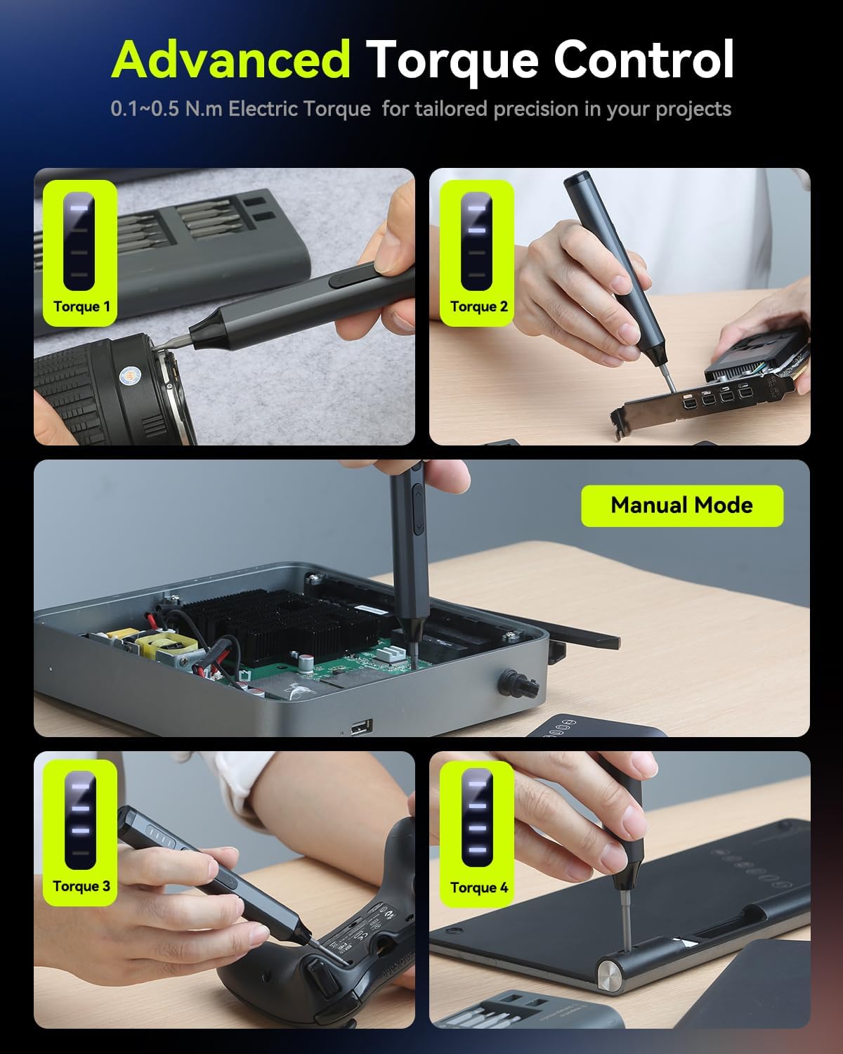 34-in-1 Precision Electric Screwdriver Set, Mini Cordless Magnetic Screwdriver with 30 S2 Steel Bits, 4 Torque Settings, USB-C Rechargeable Electronics Repair Tool Kit for iPhone Laptop PC Camera