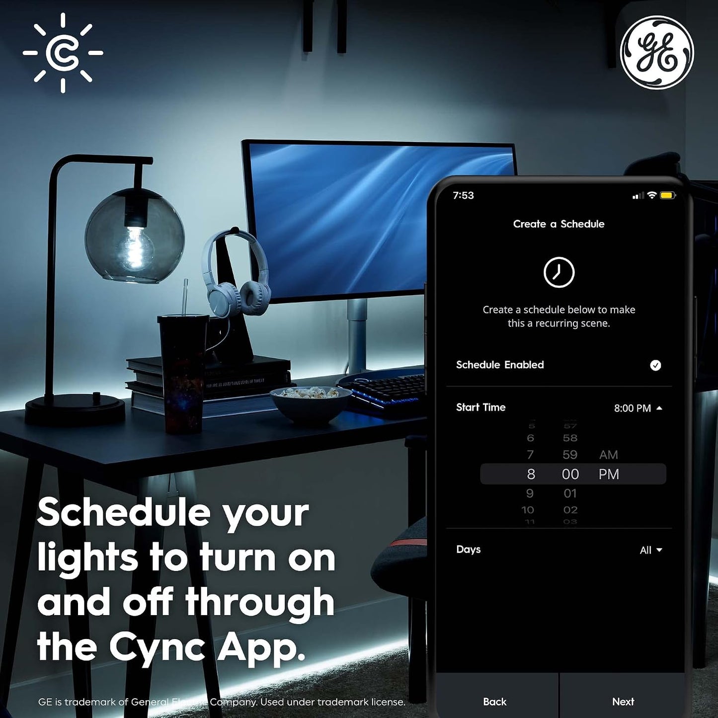 Cync GE Dynamic Effects RGB Smart LED Strip Lights, Music Sync, 32ft | Color changing WiFi strip, music sync, Alexa &amp; Google Home compatible, bedroom ambiance, indoor, 32ft with power supply