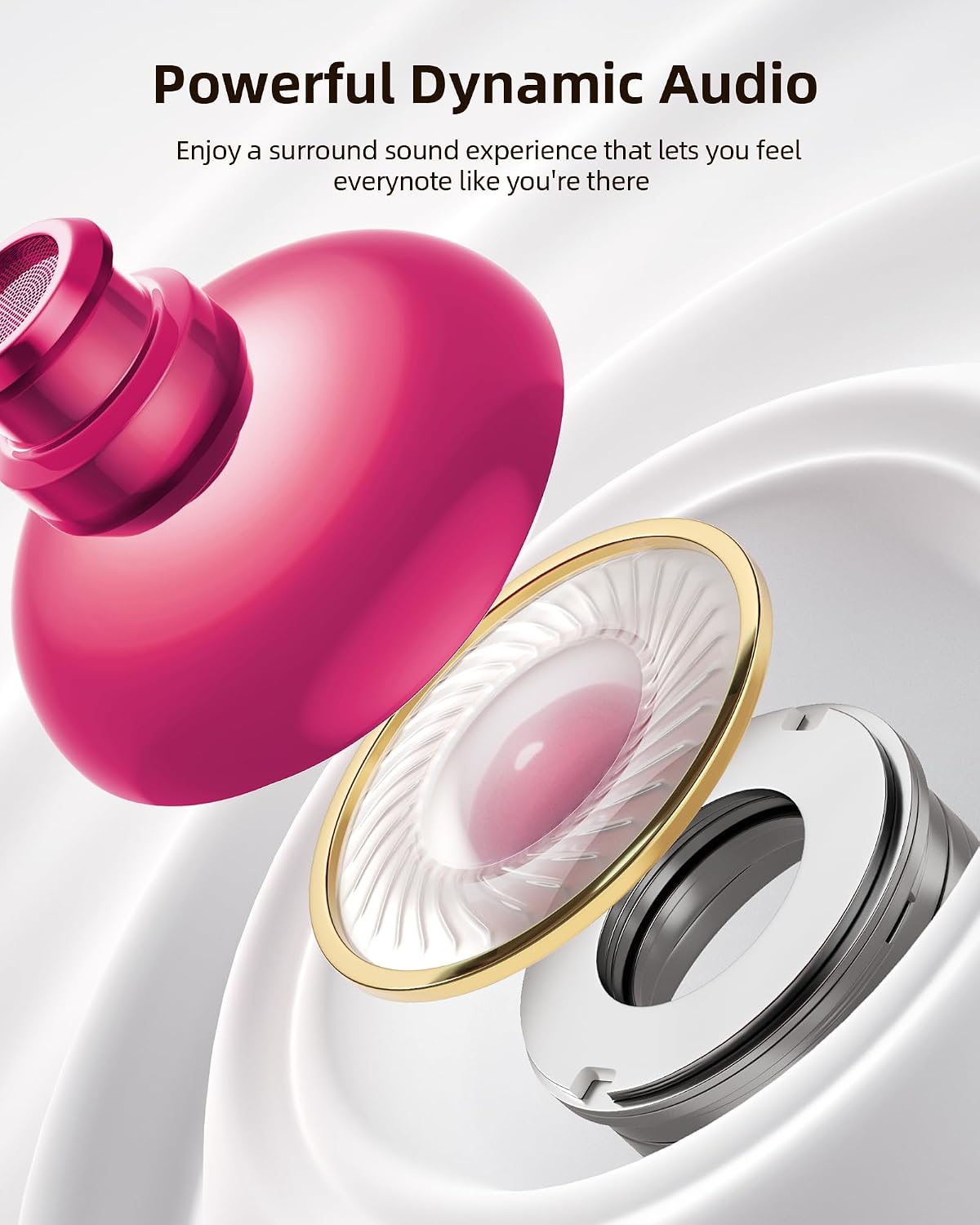 PocBuds Bluetooth Headphones Wireless Earbuds 80hrs Playtime Wireless Charging Case Digital Display Sports Ear buds with Earhook Deep Bass IPX7 Waterproof Over-Ear Earphones for TV Phone Laptop Purple
