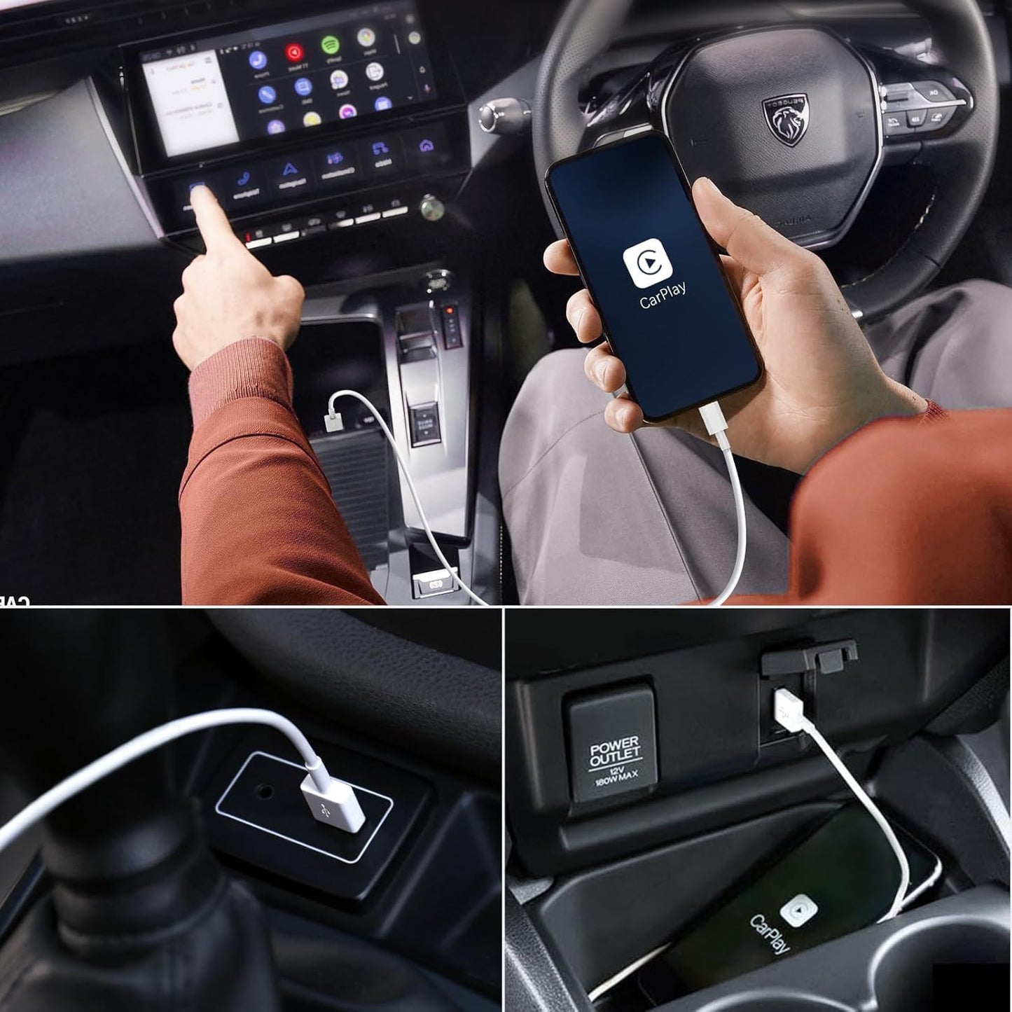 Car Carplay Cable for iPhone 17 16 15 Charger Cord,3/3/6/6FT USB A to USB C Cable for iPhone 17 Pro Max/16 Pro/15 Plus Charger,USB C Car Charger for Apple 17 Air/16 Pro Max/16e/15/iPad Pro
