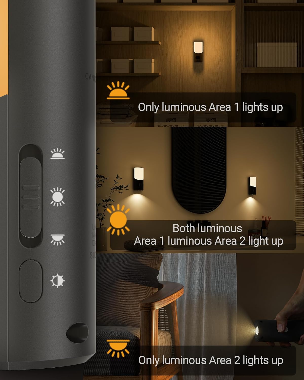 Lyridz Rechargeable Motion Sensor Wall Sconce Night Light, 2 Pack
