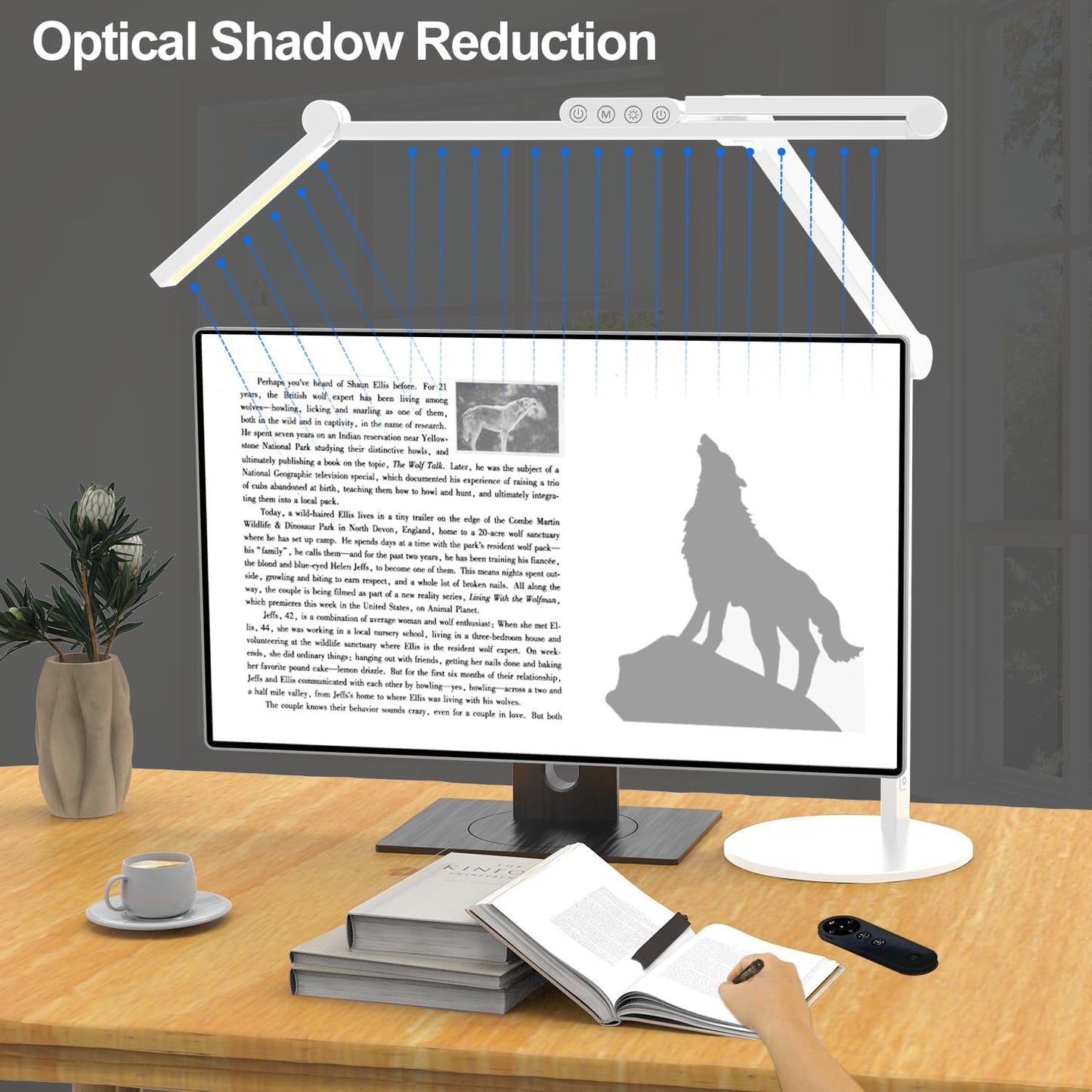 Architect Desk Lamp for Home Office, 24W Adjustable Led Desk Light with Remote, 1500LM Bright Dimmable Computer Table Light Rotatable Office Lamp with Base for Cafting Monitor