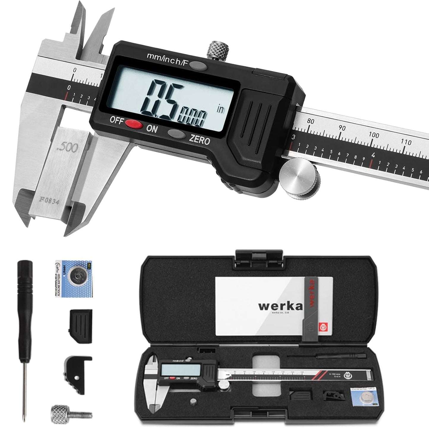 Digital Caliper 0-6 Inch, Stainless Steel Measuring Tool