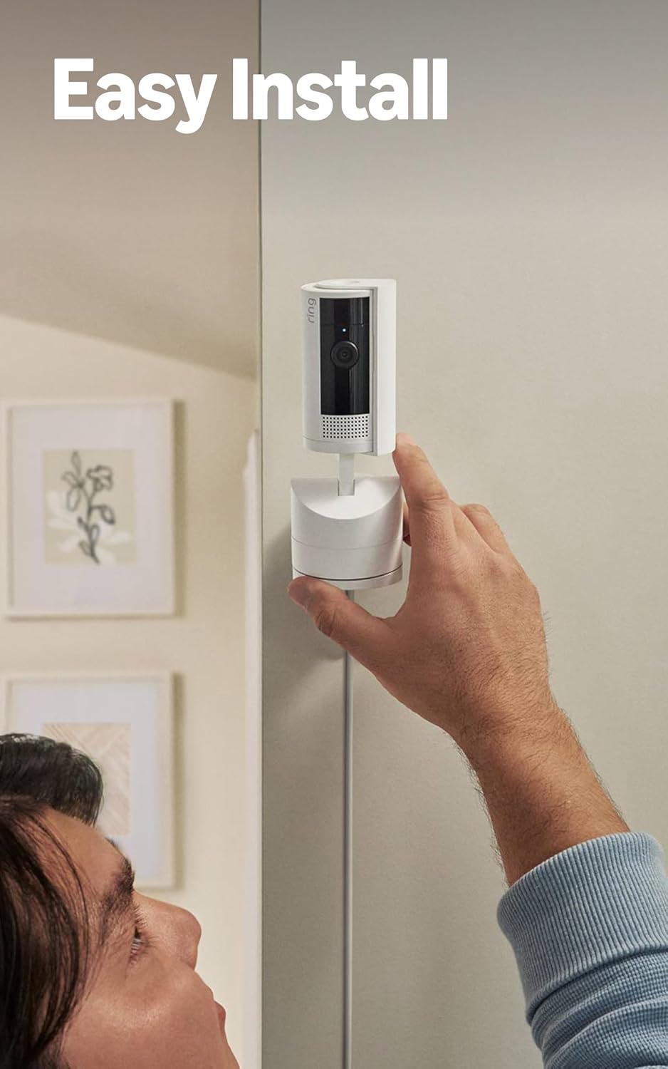 Ring Pan-Tilt Indoor Cam (newest model), See all around your home or business with 360° pan coverage, HD video, plus Two-Way Talk, White