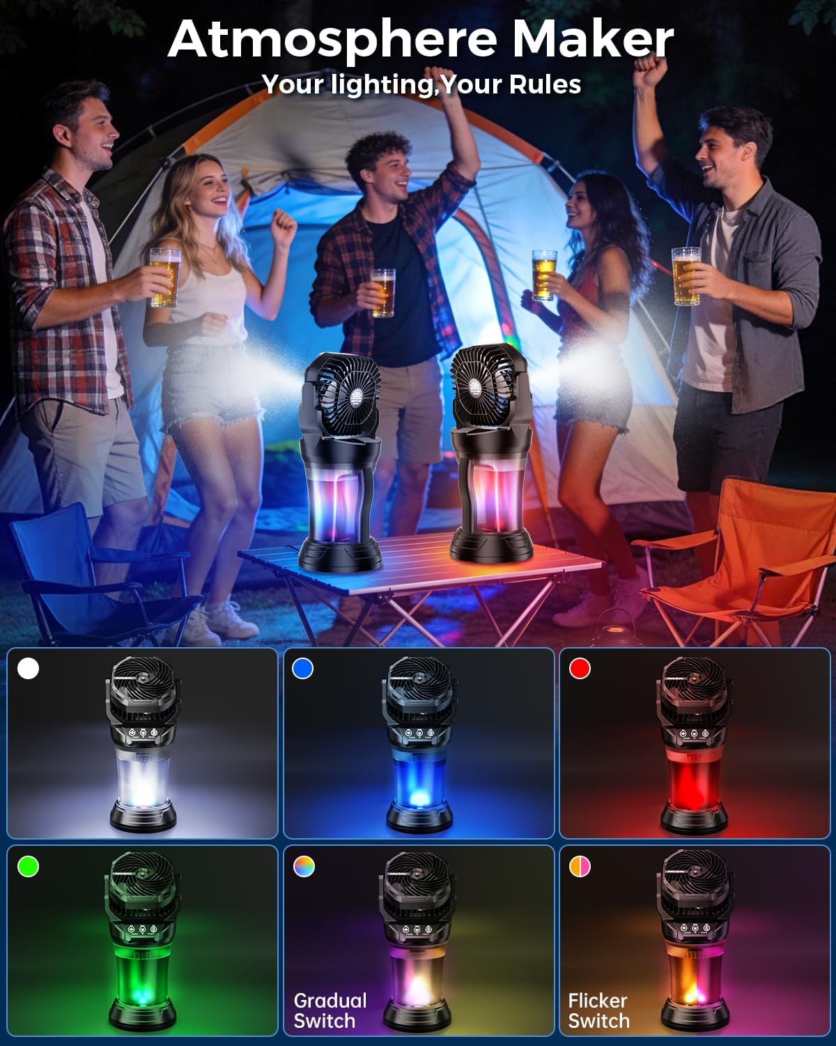 Misting Fans for Outside, Portable Mister Fan with 30000mAh Battery & Remote, 2L Tank & 4 Speeds Mist Modes, Extreme Heat Relief for Camping Patio Garden Backyard Tailgate Parties