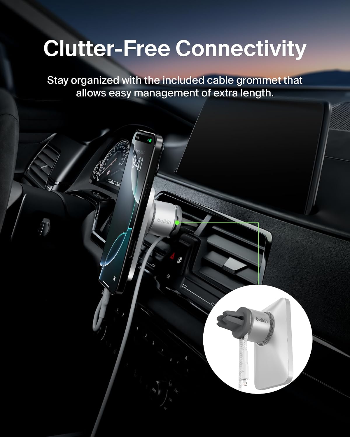 Belkin Magnetic Vent Mount Pro, MagSafe-Compatible Phone Holder for iPhone | Car phone mount, iPhone 17/16/15, Pixel 10 compatible, air vent mount, hands-free driving, road trips