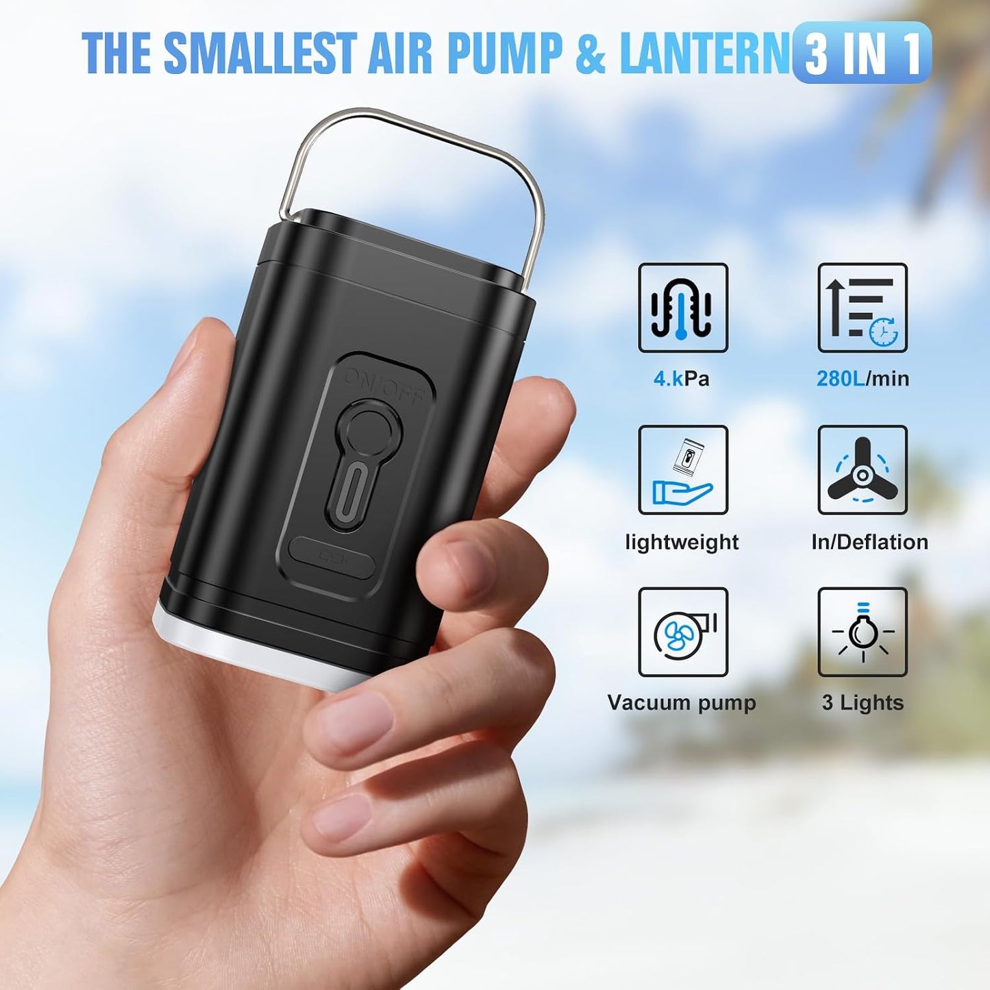 Mini Electric Air Pump for Inflatables, Ultra-Compact & Portable, Brushless Motor – Rapid Inflate & Deflate for Pool Floats, Air Mattresses, Swimming Rings, and Vacuum Storage Bags