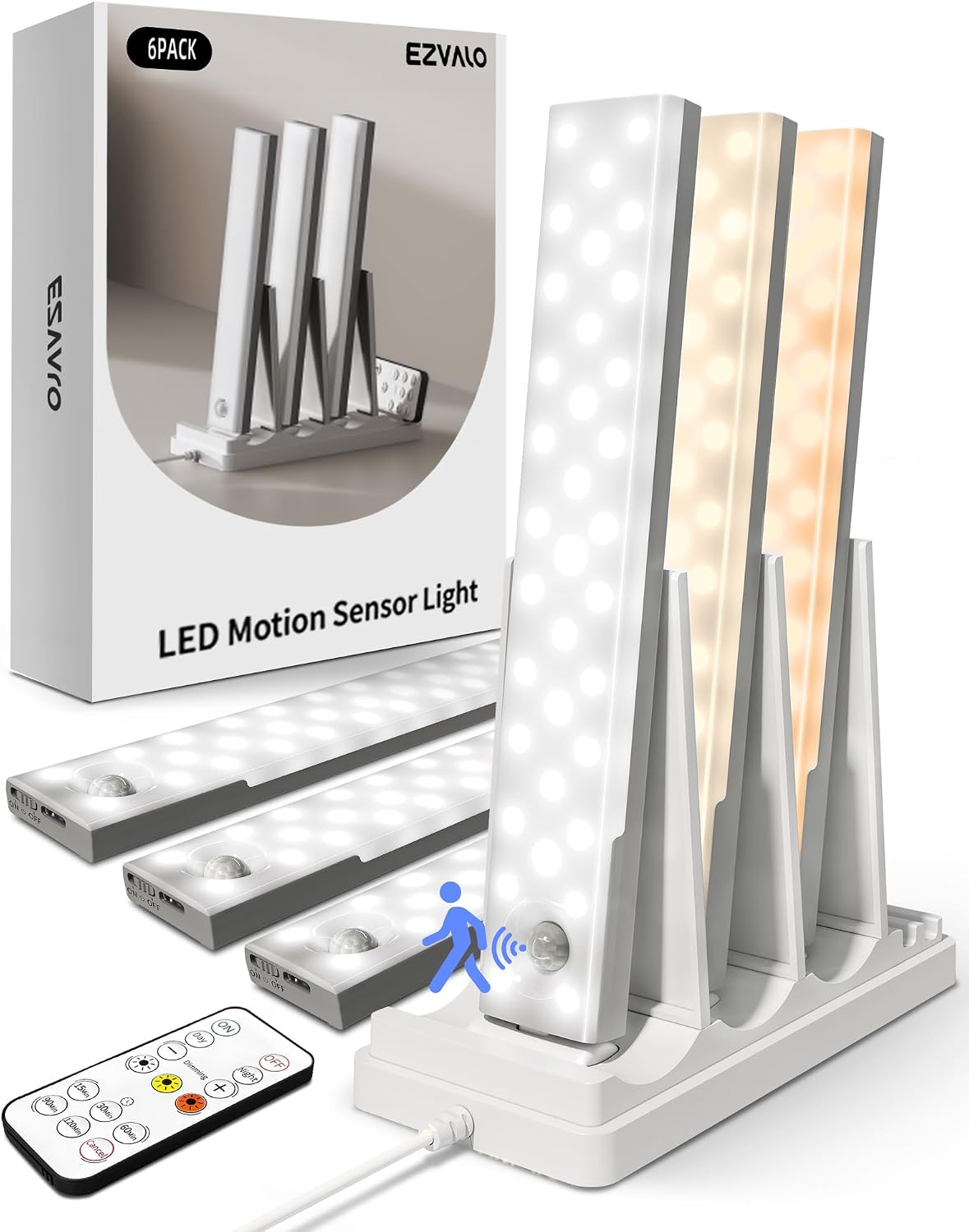 EZVALO Under Cabinet Lighting with Charging Station, Motion Sensor Lights