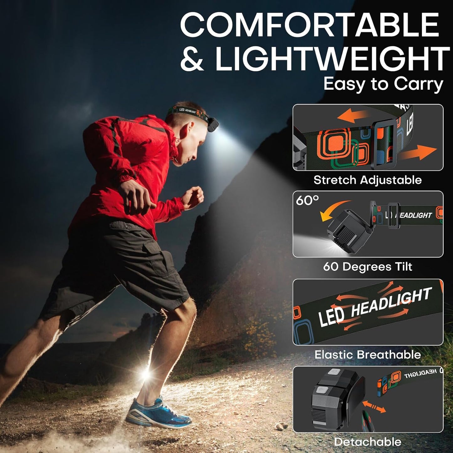 Rechargeable Headlamp Flashlight 3-Pack, 2000 Lumen Super Bright LED Headlight with Red Light, Headlamps for Adults Kid, Waterproof Lightweight Head Lamp for Outdoor Camping Running Hiking Fishing