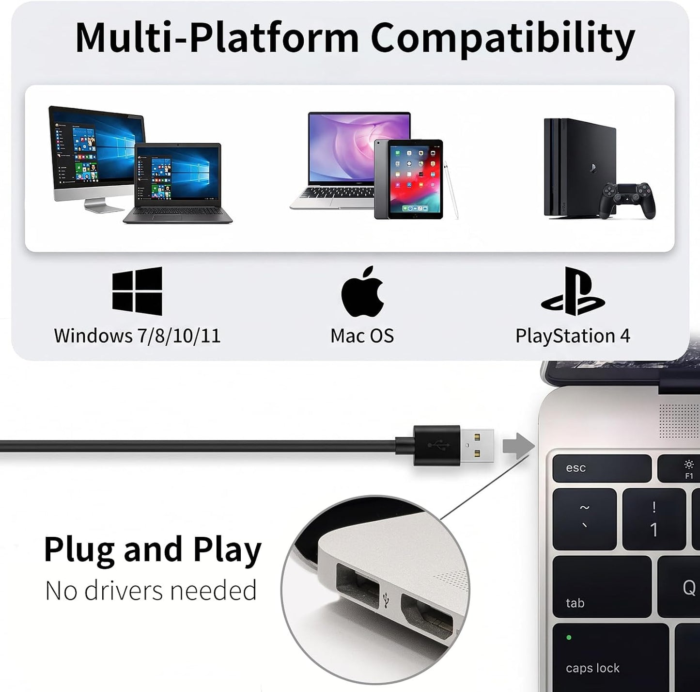 USB Gooseneck Conference Microphone, Flexible 360° Omnidirectional Desktop Mic with Noise-Canceling, Mute Button & Volume Control, Plug & Play for Meeting, Streaming, Podcast, PC/Mac/Laptop