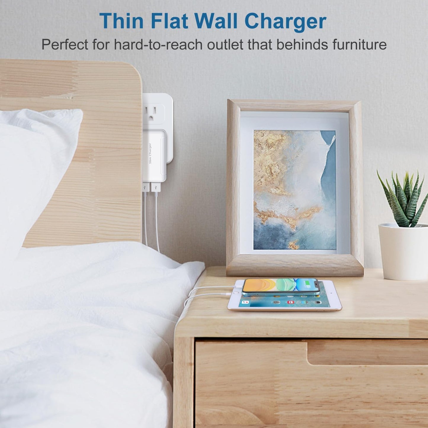 Flat USB Wall Charger, OKRAY Foldable&Extra-Slim 5v/3a Fast Charging Block | 3-Pack Dual USB-A Ports Charging Blocks Adapter Plug for iPhone 15 14 13 12 11 XR XS, iwatch 11, iPad, Galaxy S24 A16, Switch