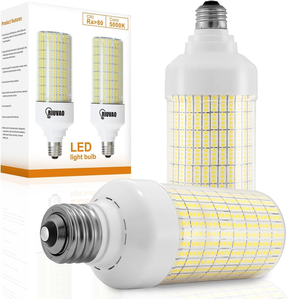 Led Light Bulb Equivalent 250w 2pcs Super Bright Led Bulbs, 3750 Lumen 3000k Warm Daylight White 30w Waterproof Led Corn Light Bulb E26/E27 Medium Base Light Bulb for Outdoor Indoor Garage Backyard