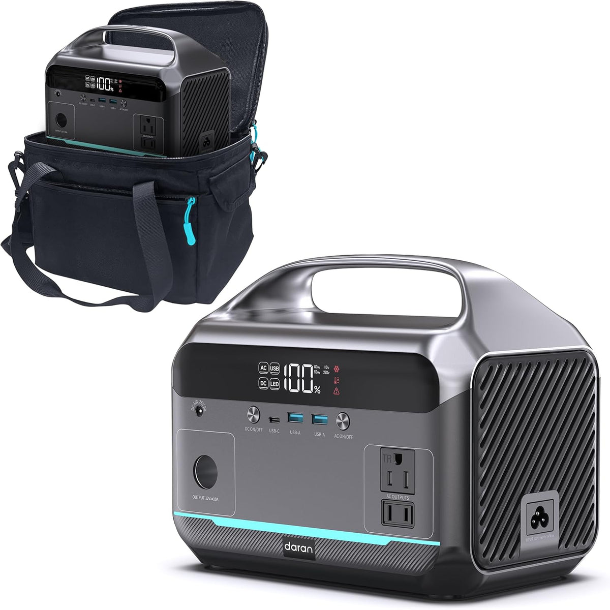 DARAN Portable Power Station 89.6Wh LiFePO4 Battery 100W(200W Peak) Solar Power Bank, Portable Charger Small Generator with AC Outlets & PD Fast Charging for Home/Laptop/Camping(Solar Panel Optional)