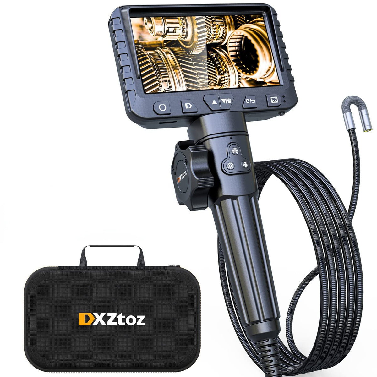 Two-Way Articulating Borescope with Light, 1080P Industrial Endoscope Inspection Camera with Flexible Articulated Probe for Automotive Engine Mechanic HVAC- 5.5FT