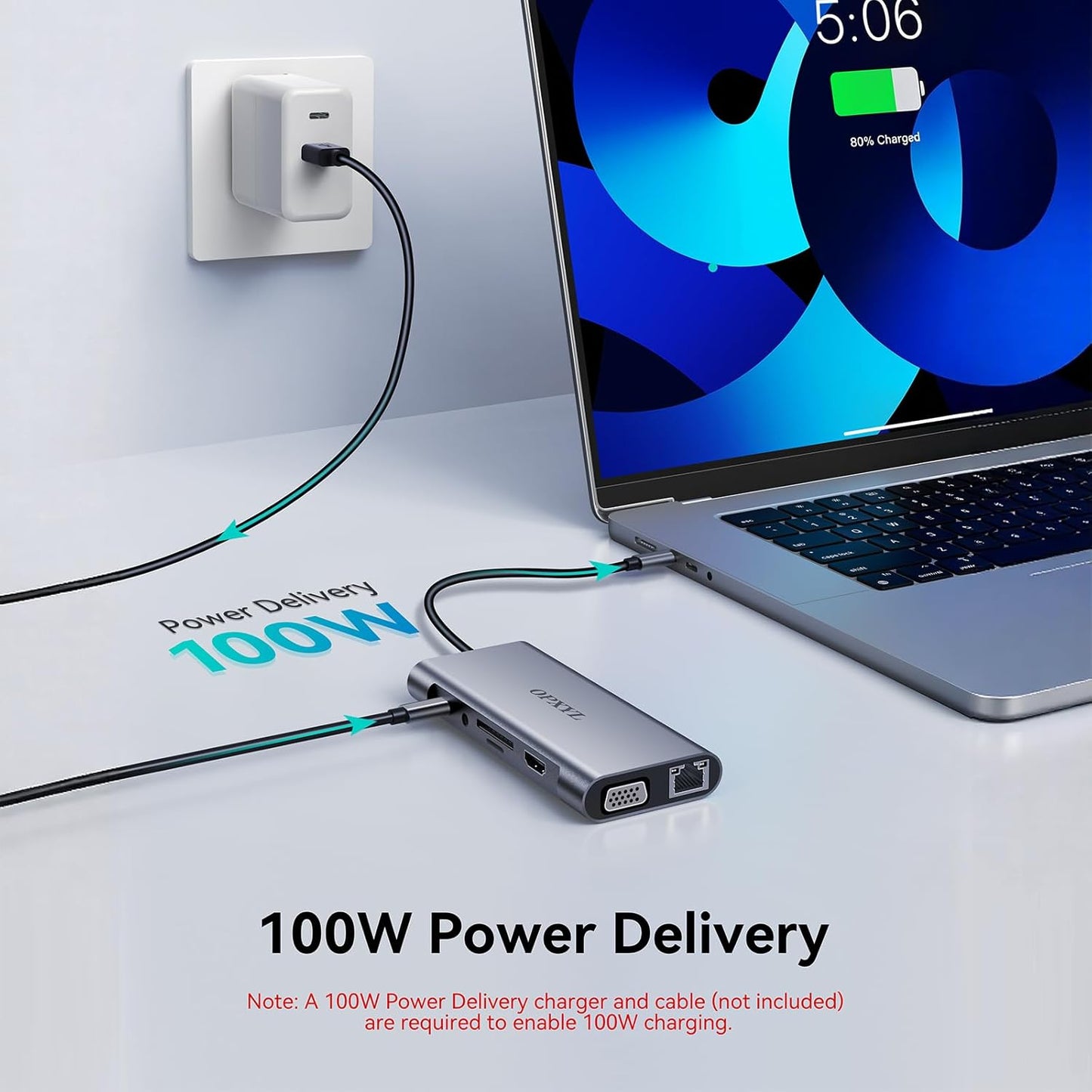 OPXYL 11-in-1 USB C Hub Multiport Adapter, USB C Docking Station with 4K HDMI, VGA 1080P, 100W PD, Ethernet, SD/TF, Audio, USB 3.0 Port, Laptop Dock for MacBook Pro/Air, iPad, Windows