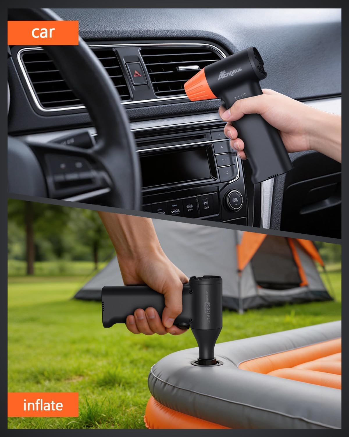 ATEngeus HF600-Pro Compressed Air Duster, 130000RPM Super Power Cordless Electric Air Duster, Rechargeable Handheld Air Blower for PC, Keyboard, Devic
